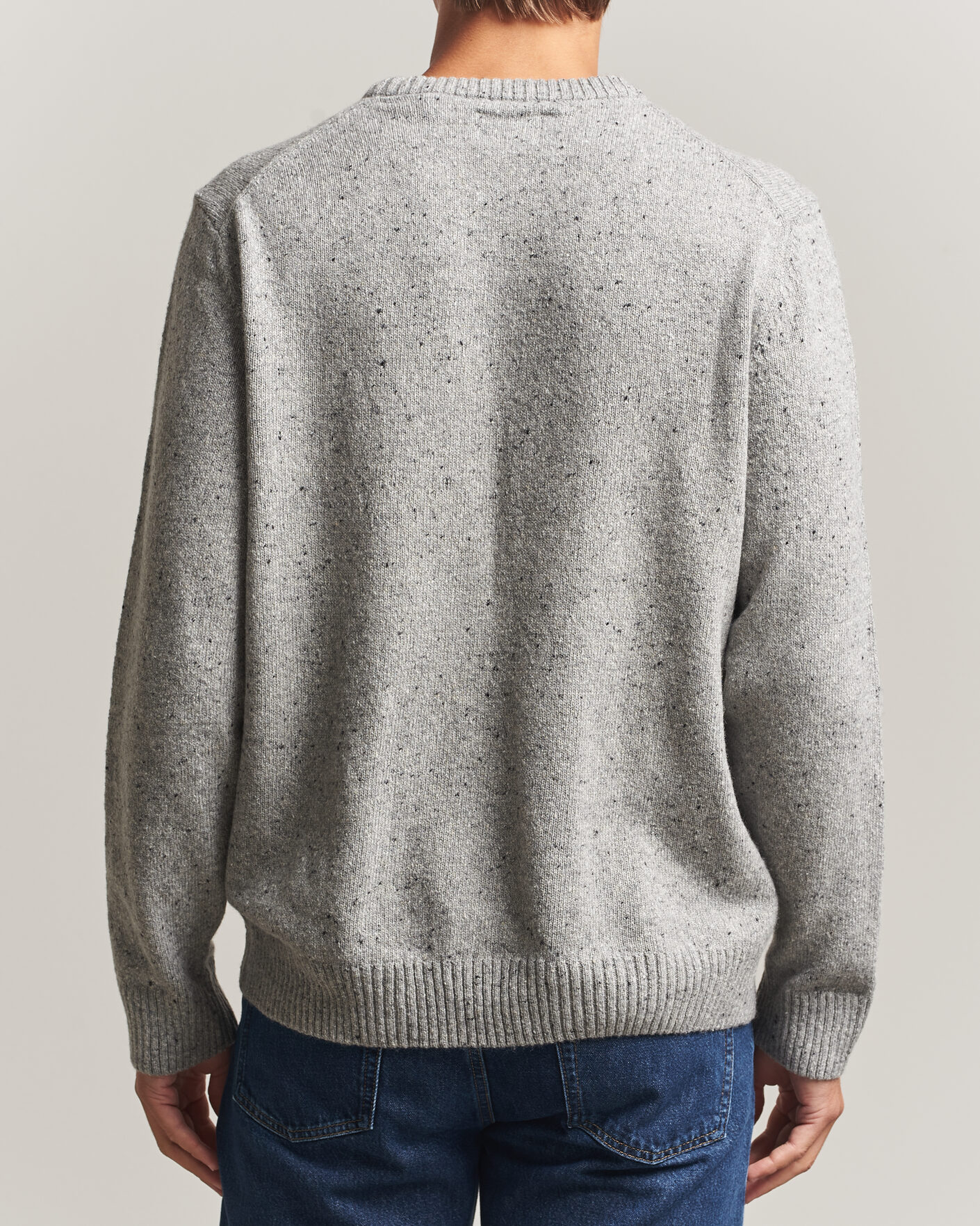 Herre | Gensere | Gant | Neps Wool Crew Neck Sweater Grey Melange