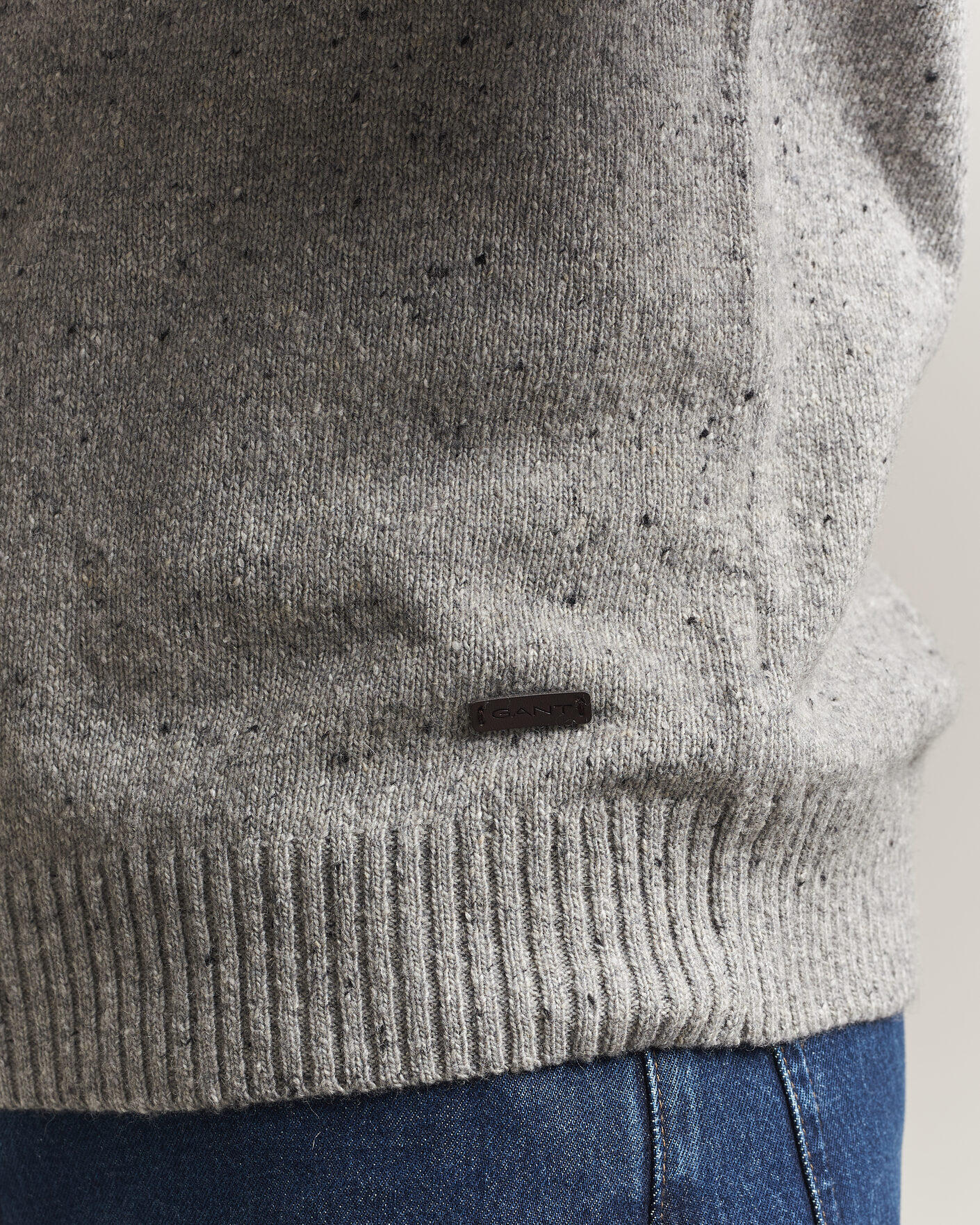 Herre | Gensere | Gant | Neps Wool Crew Neck Sweater Grey Melange