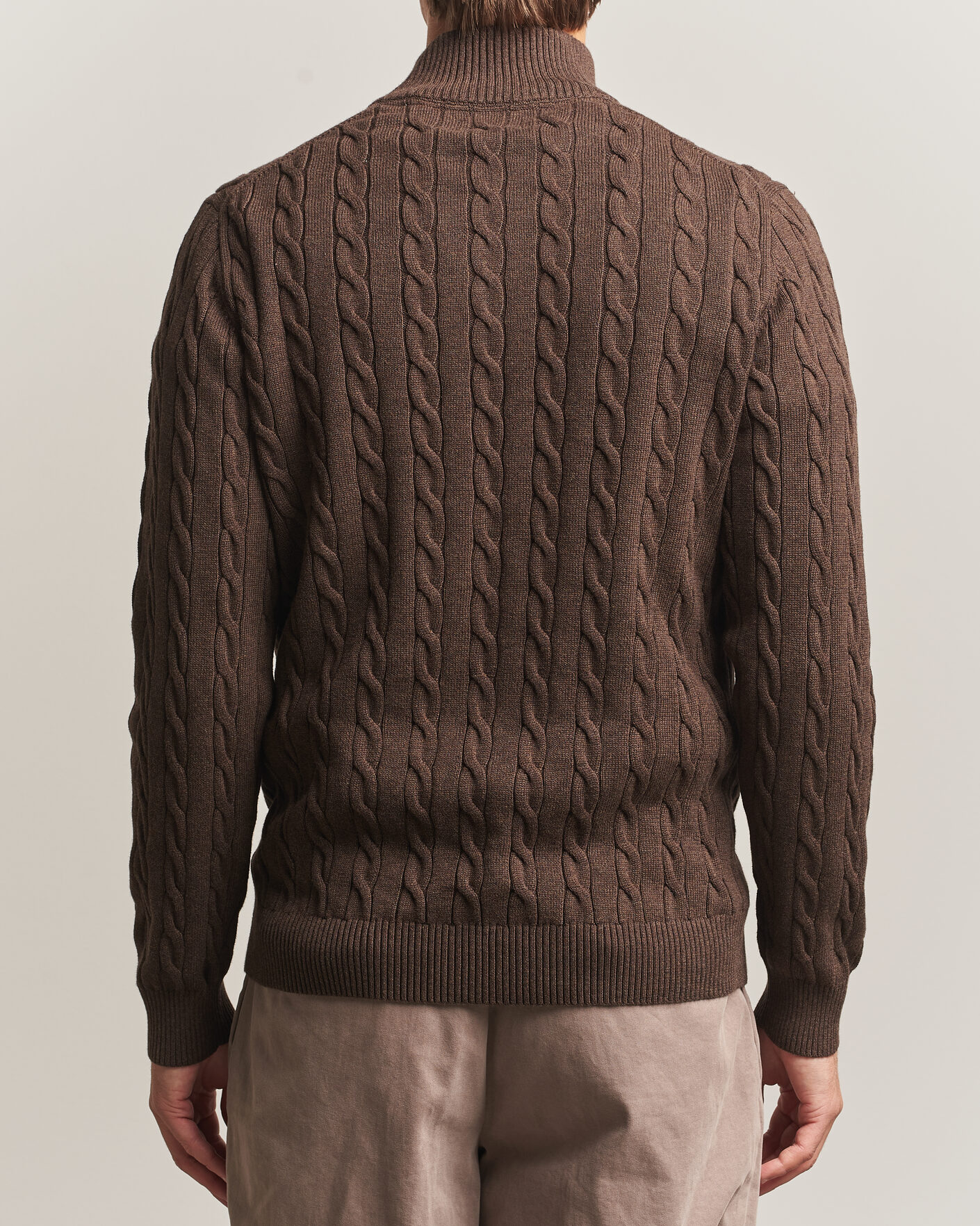 Herre | Gensere | Gant | Cotton Cable Half Zip Black Brown Melange