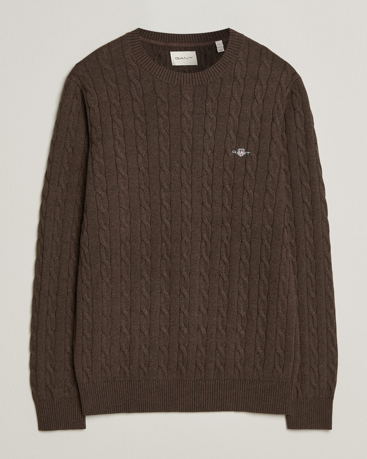 Herre | Gensere | Gant | Cotton Cable Crew Neck Black Brown Melange