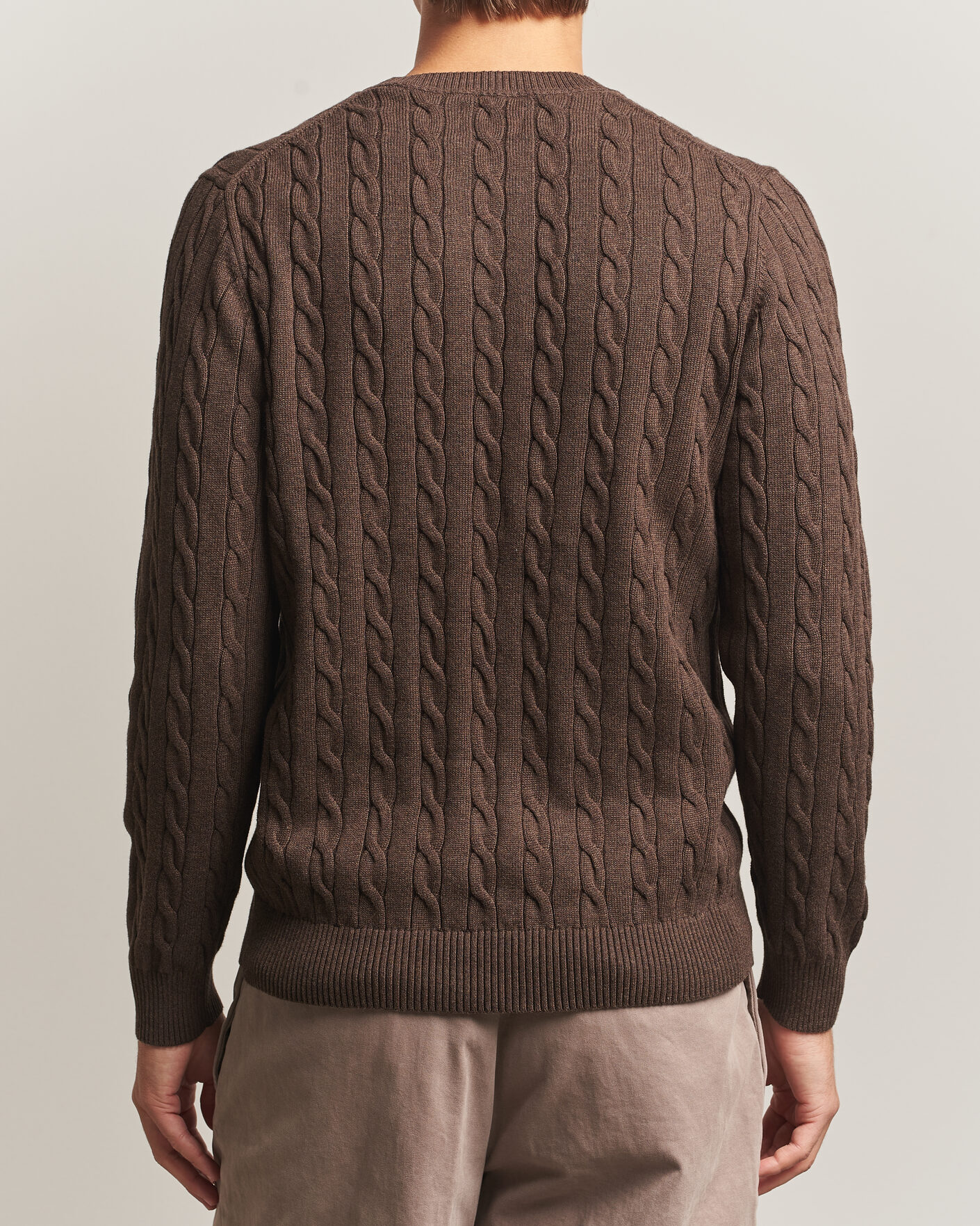 Herre | Gensere | Gant | Cotton Cable Crew Neck Black Brown Melange