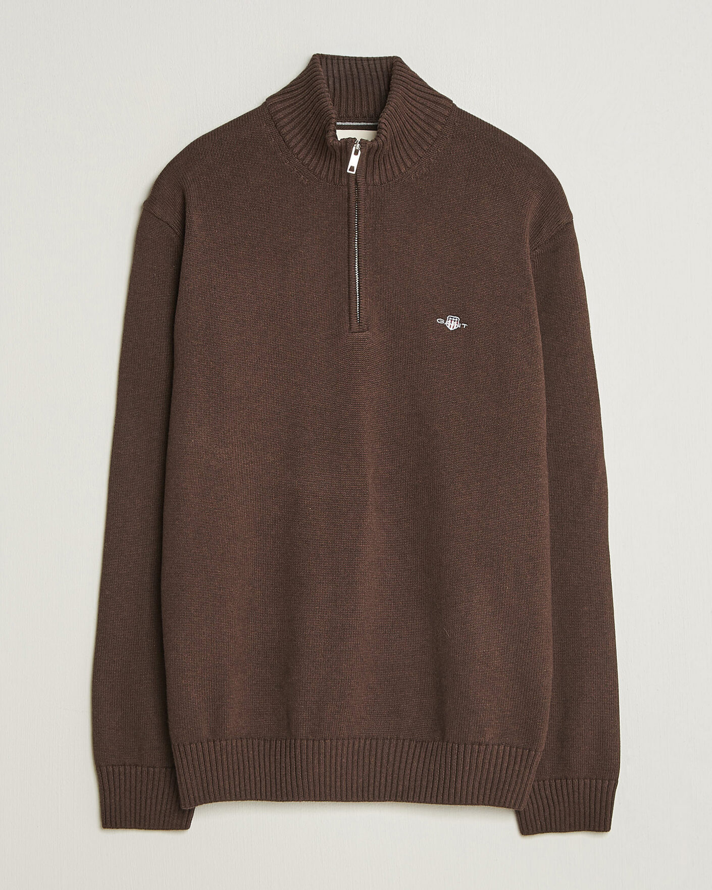 Herre | Gensere | Gant | Casual Cotton Half Zip Black Brown Melange