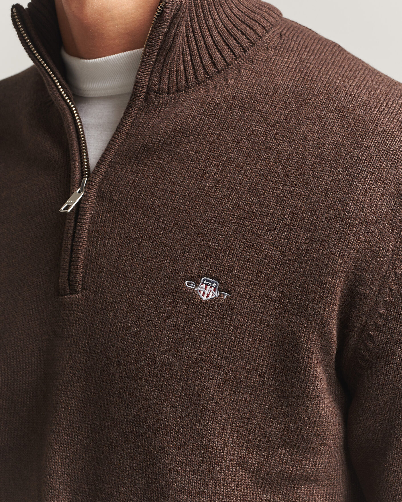 Herre | Gensere | Gant | Casual Cotton Half Zip Black Brown Melange