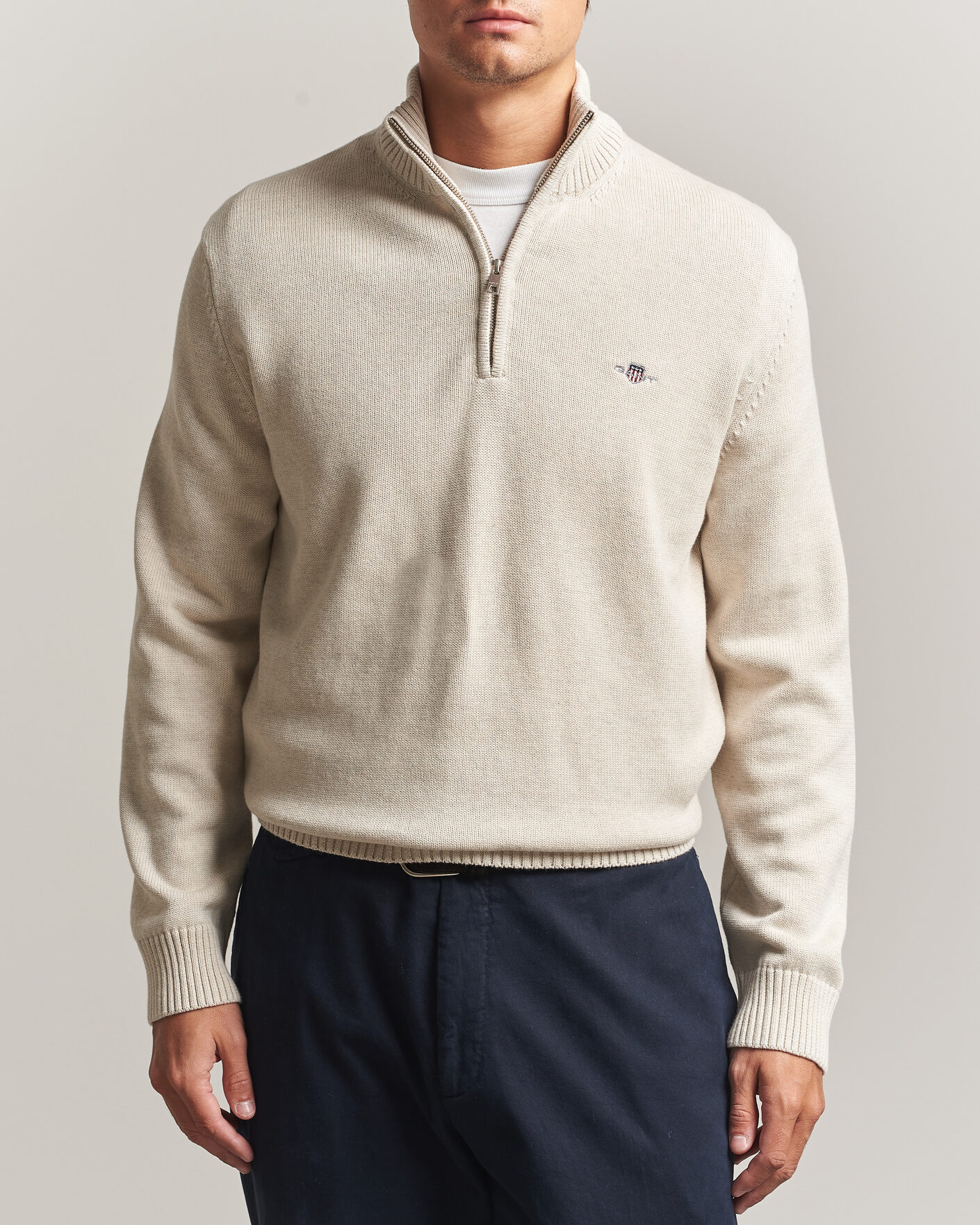 Herre | Gensere | Gant | Casual Cotton Half Zip Seed Melange