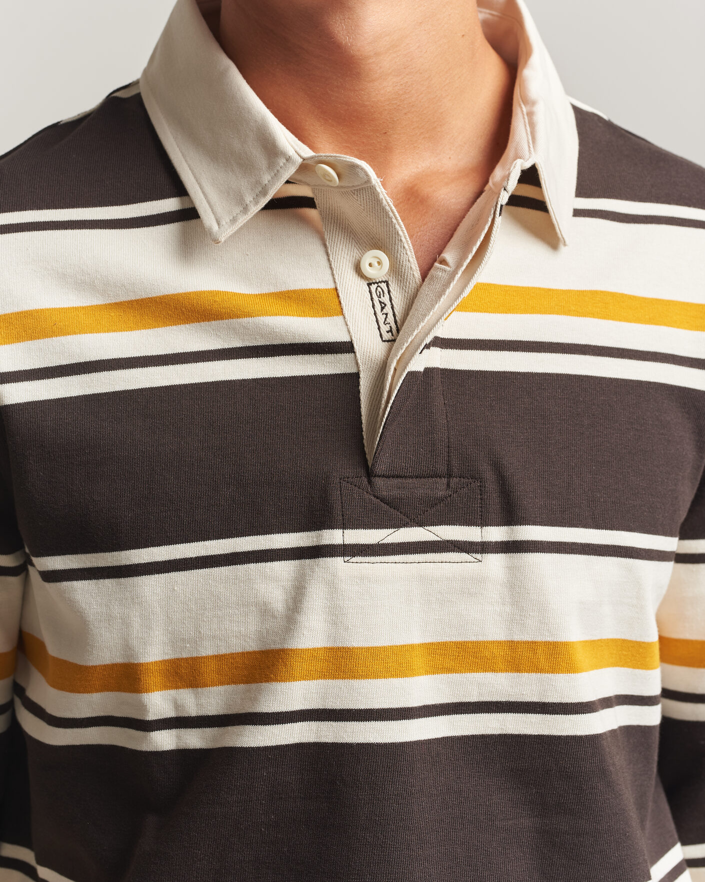 Herre | Gensere | Gant | Striped Heavy Rugger Charred Wood Brown