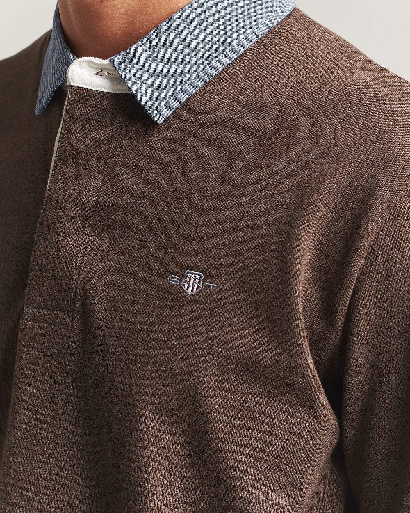 Herre | Gensere | Gant | Chambray Solid Heavy Rugger Black Brown Melange