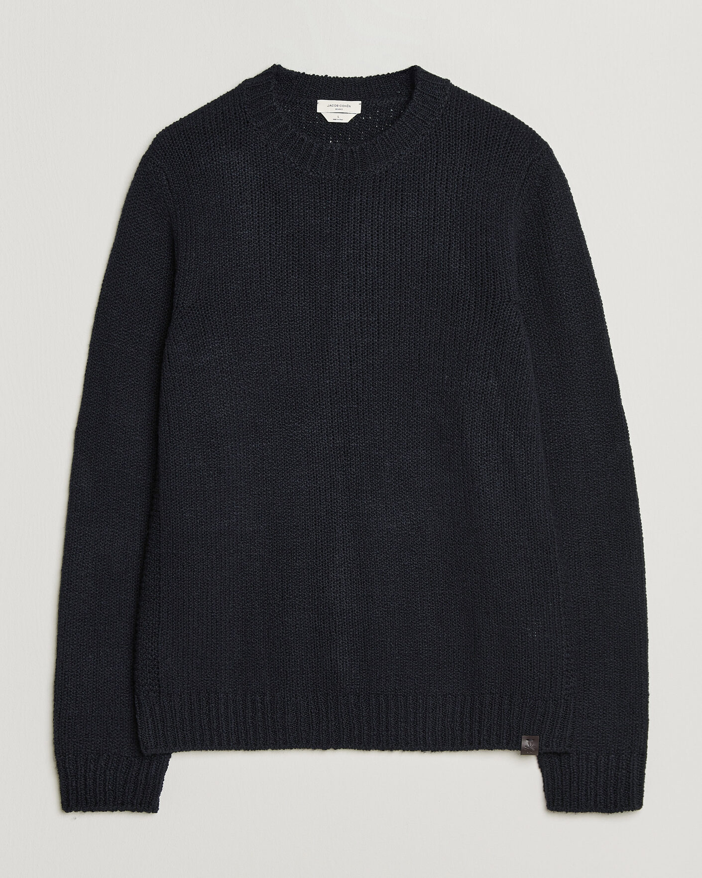 Herre | Gensere | Jacob Cohën | Muffled Virgin Wool Link Stitch Sweater Navy