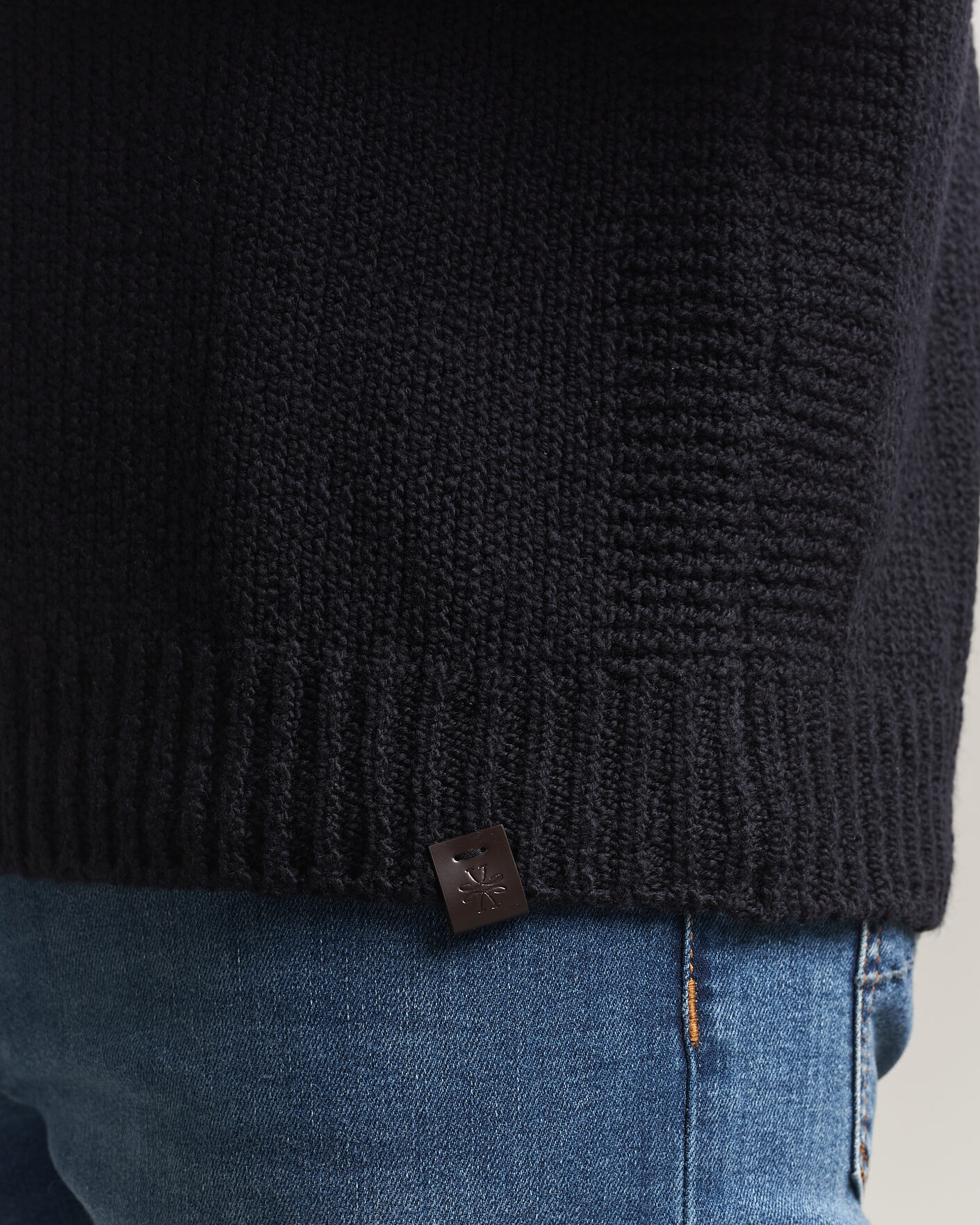 Herre | Gensere | Jacob Cohën | Muffled Virgin Wool Link Stitch Sweater Navy