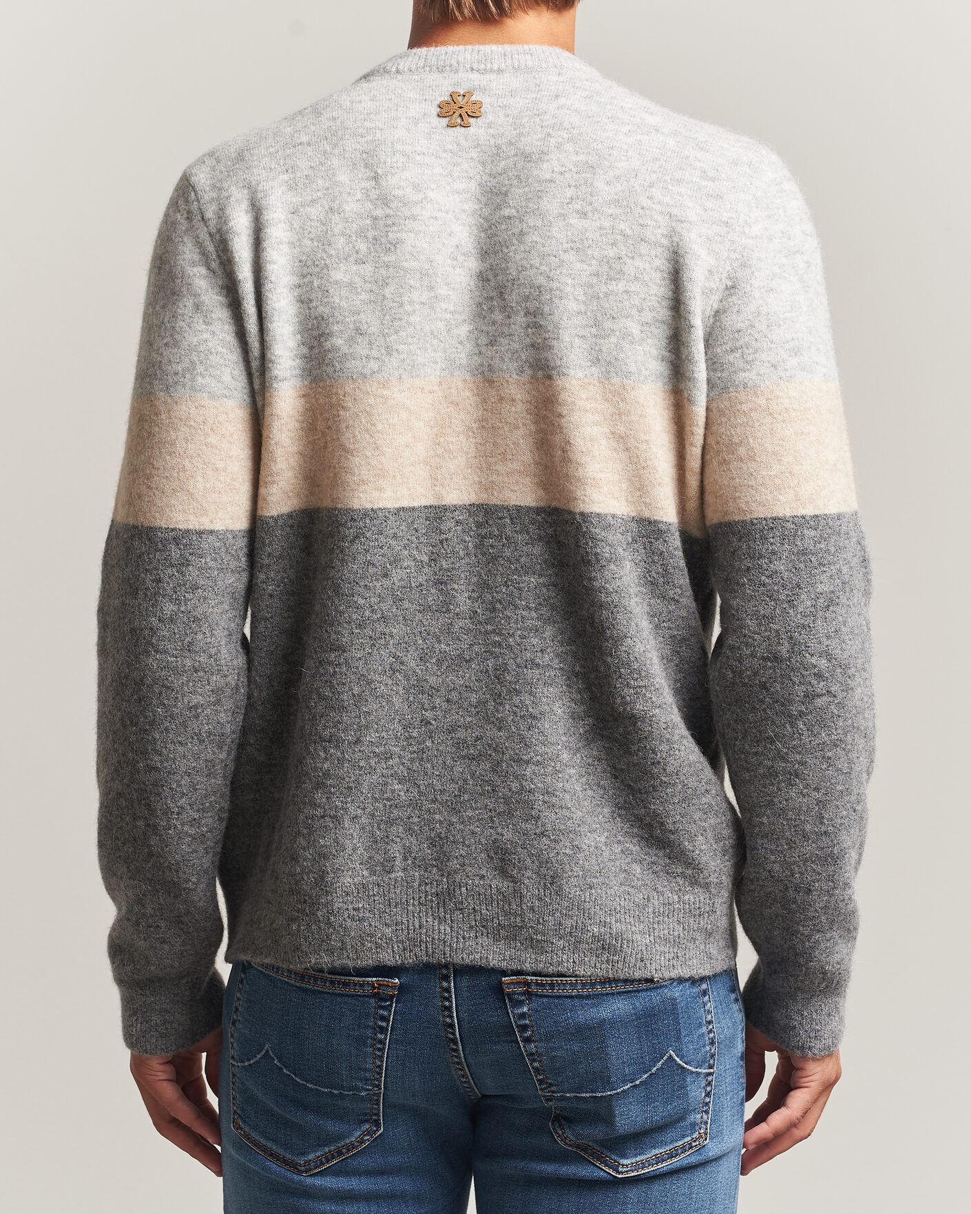 Herre | Gensere | Jacob Cohën | Embroidery Knitted Apres-Ski Crew Neck Grey