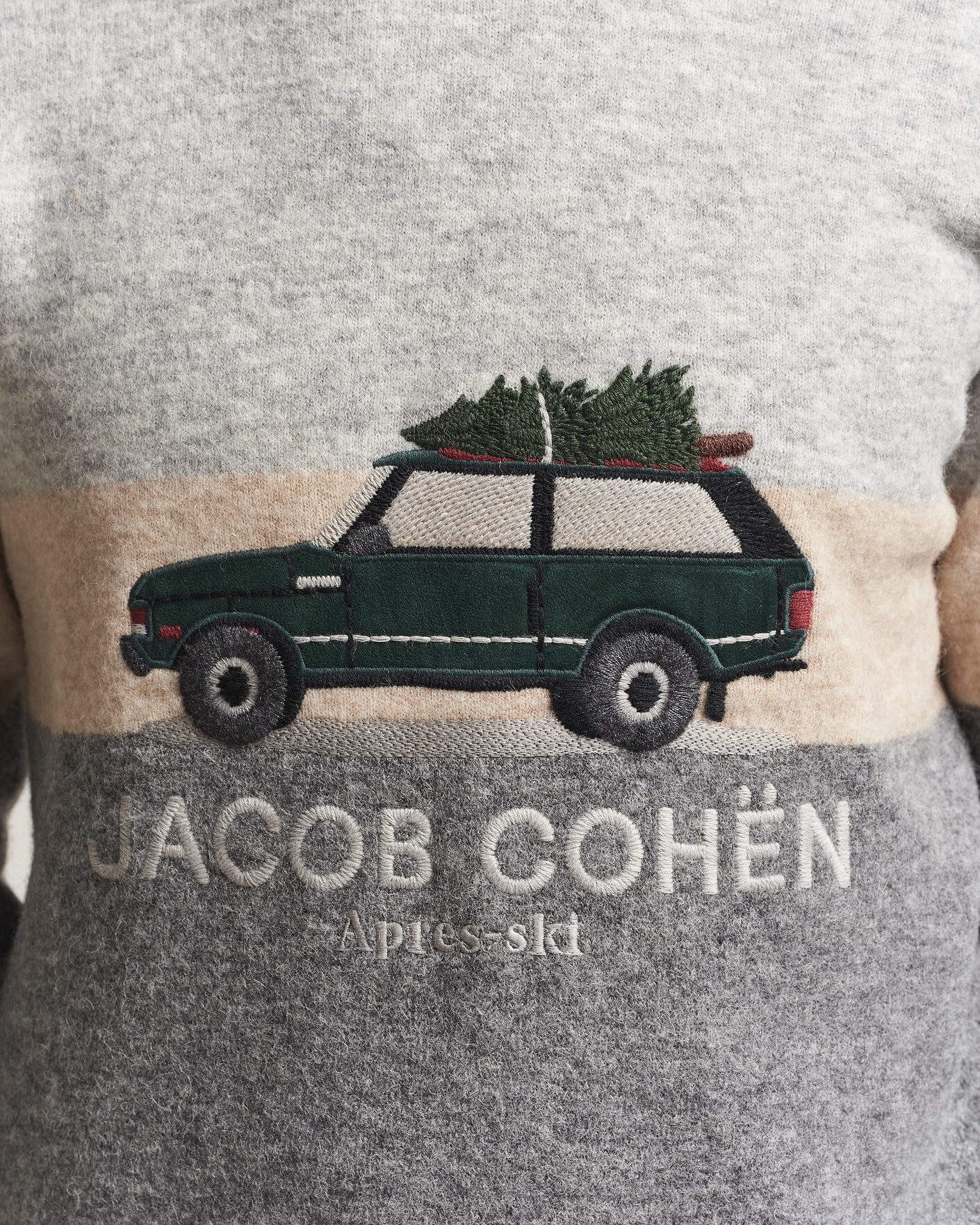 Herre | Gensere | Jacob Cohën | Embroidery Knitted Apres-Ski Crew Neck Grey