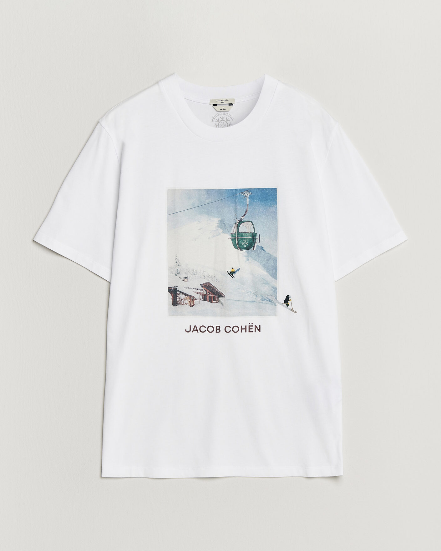 Herre | T-Shirts | Jacob Cohën | Apres Ski Printed T-Shirt White