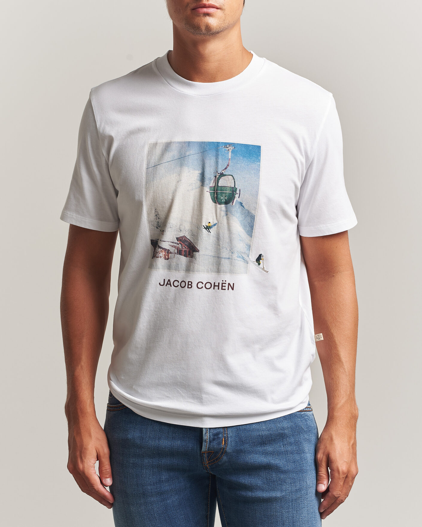 Herre | T-Shirts | Jacob Cohën | Apres Ski Printed T-Shirt White