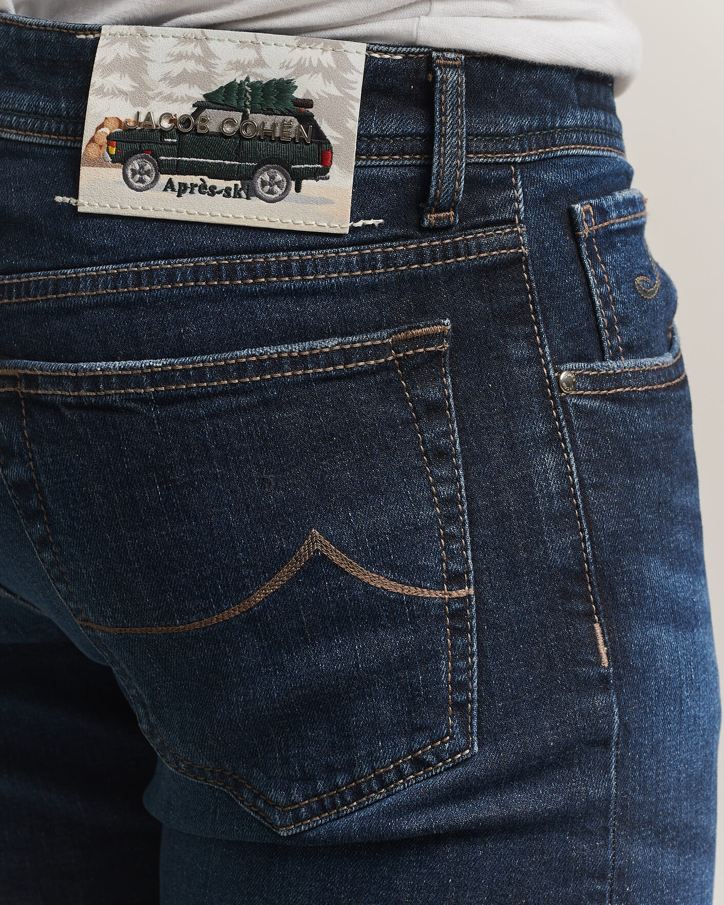 Herre | Jeans | Jacob Cohën | Bard Slim Fit Apres Ski Patch Stretch Jeans Blue