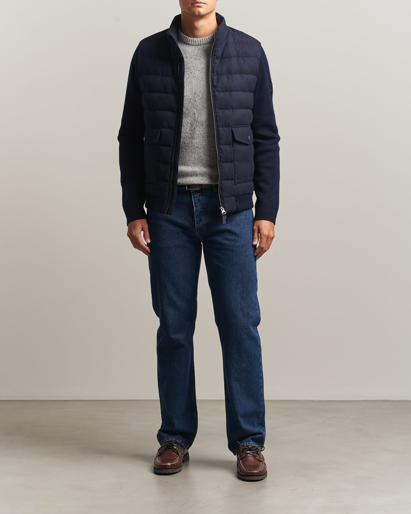 Herre | Jakker | Gant | Padded Hybrid Flannel Jacket Evening Blue