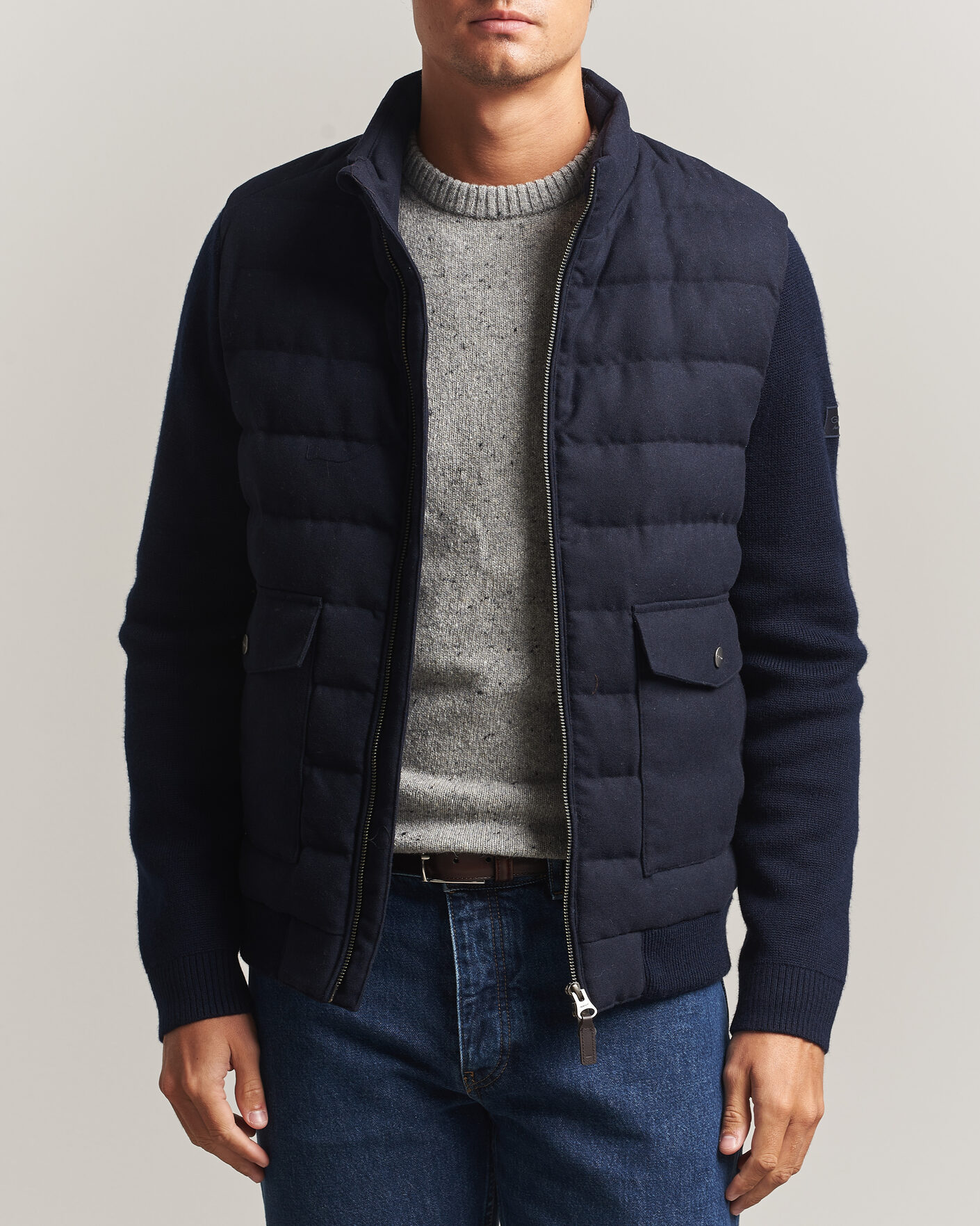 Herre | Jakker | Gant | Padded Hybrid Flannel Jacket Evening Blue