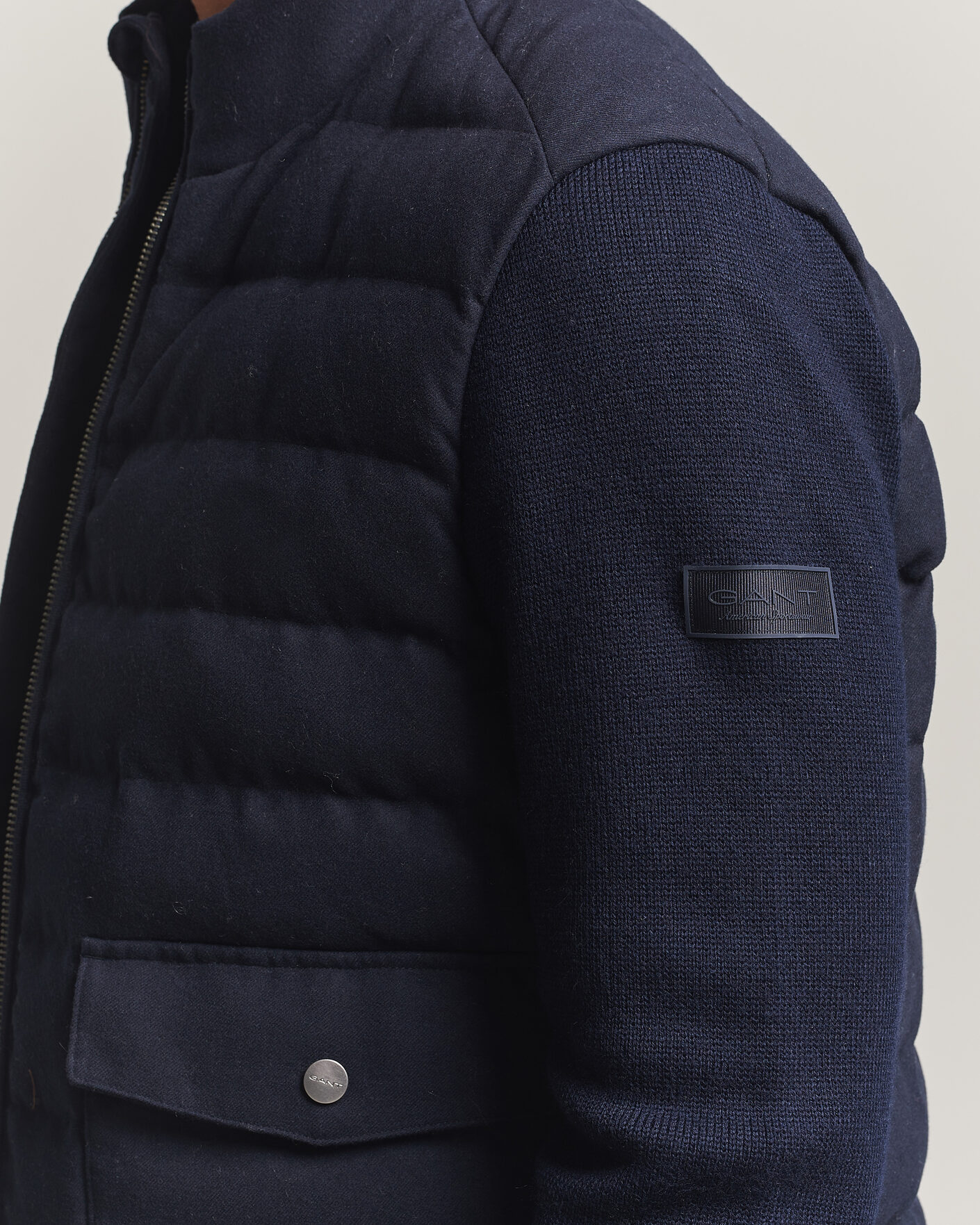 Herre | Jakker | Gant | Padded Hybrid Flannel Jacket Evening Blue