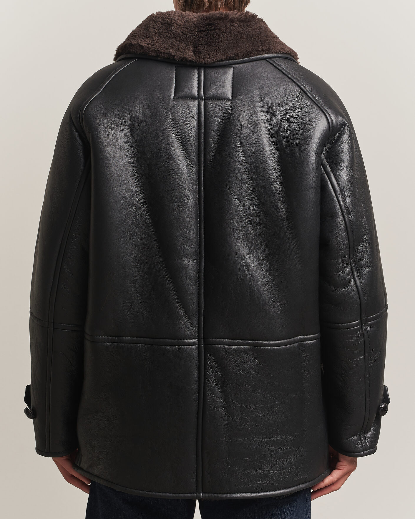 Herre | Jakker | Gant | Shearling Leather Peacoat Black
