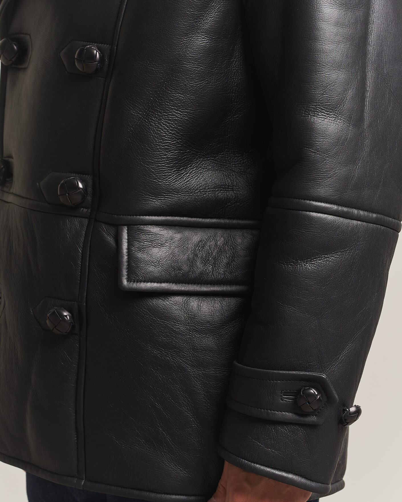 Herre | Jakker | Gant | Shearling Leather Peacoat Black