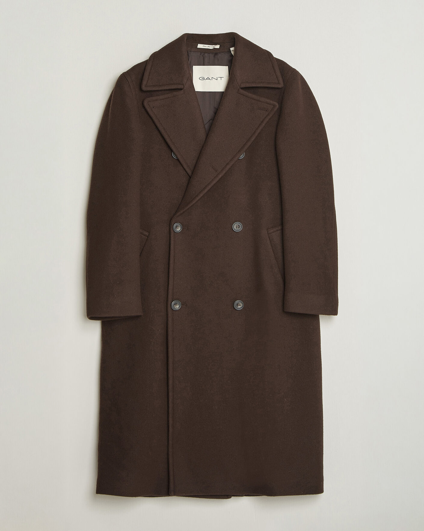 Herre | Jakker | Gant | Wool Double Breasted Belted Coat Black Brown