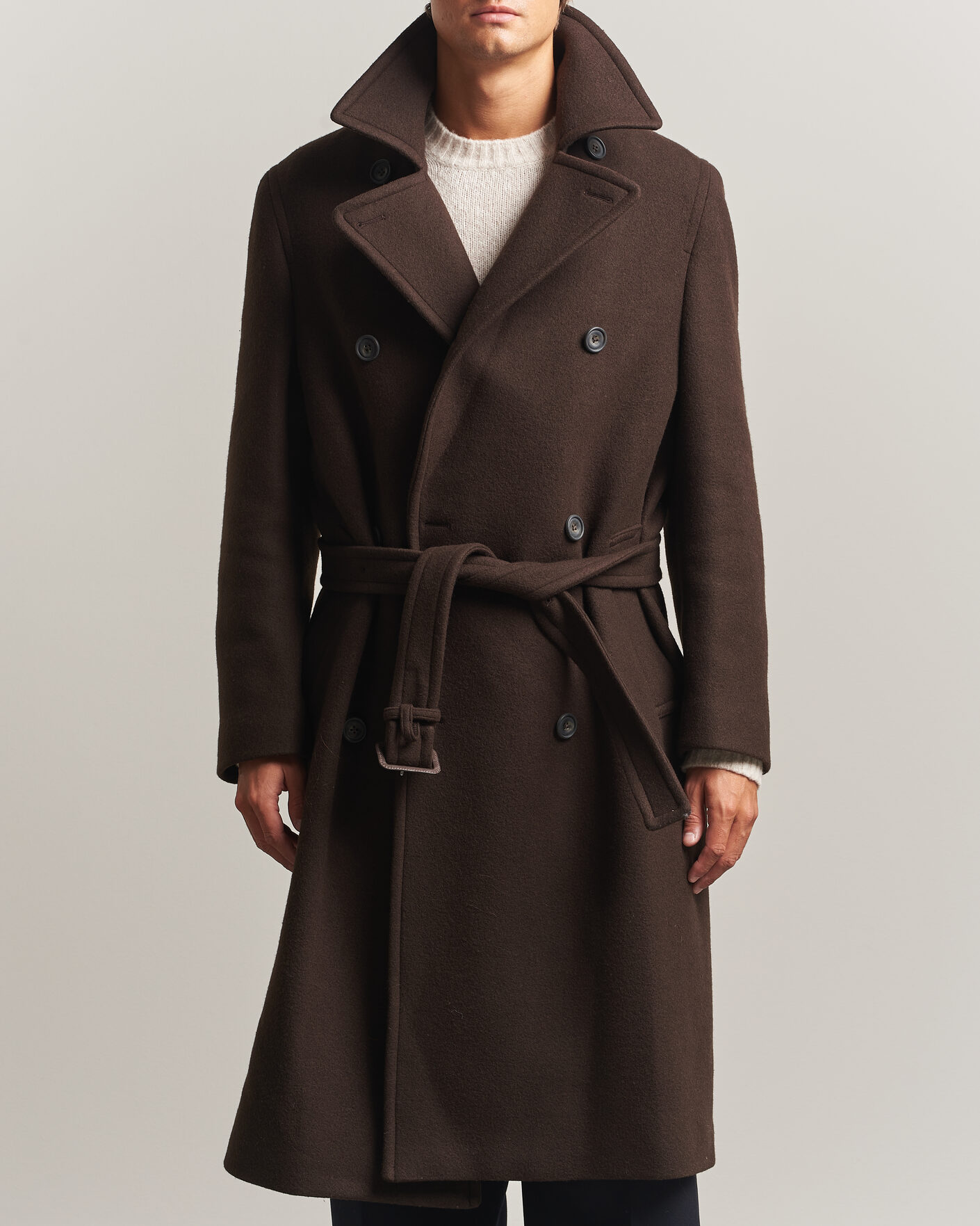 Herre | Jakker | Gant | Wool Double Breasted Belted Coat Black Brown