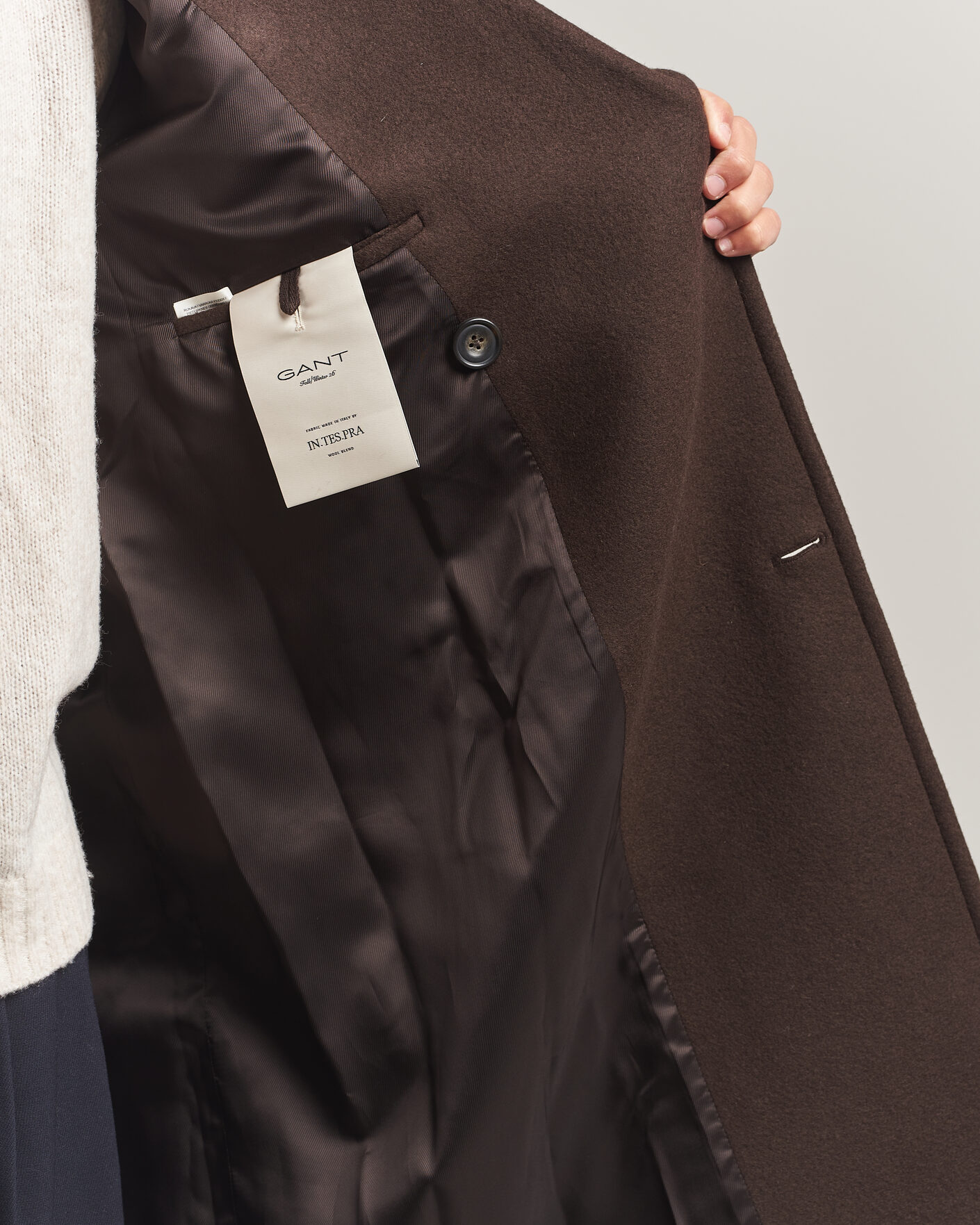 Herre | Jakker | Gant | Wool Double Breasted Belted Coat Black Brown