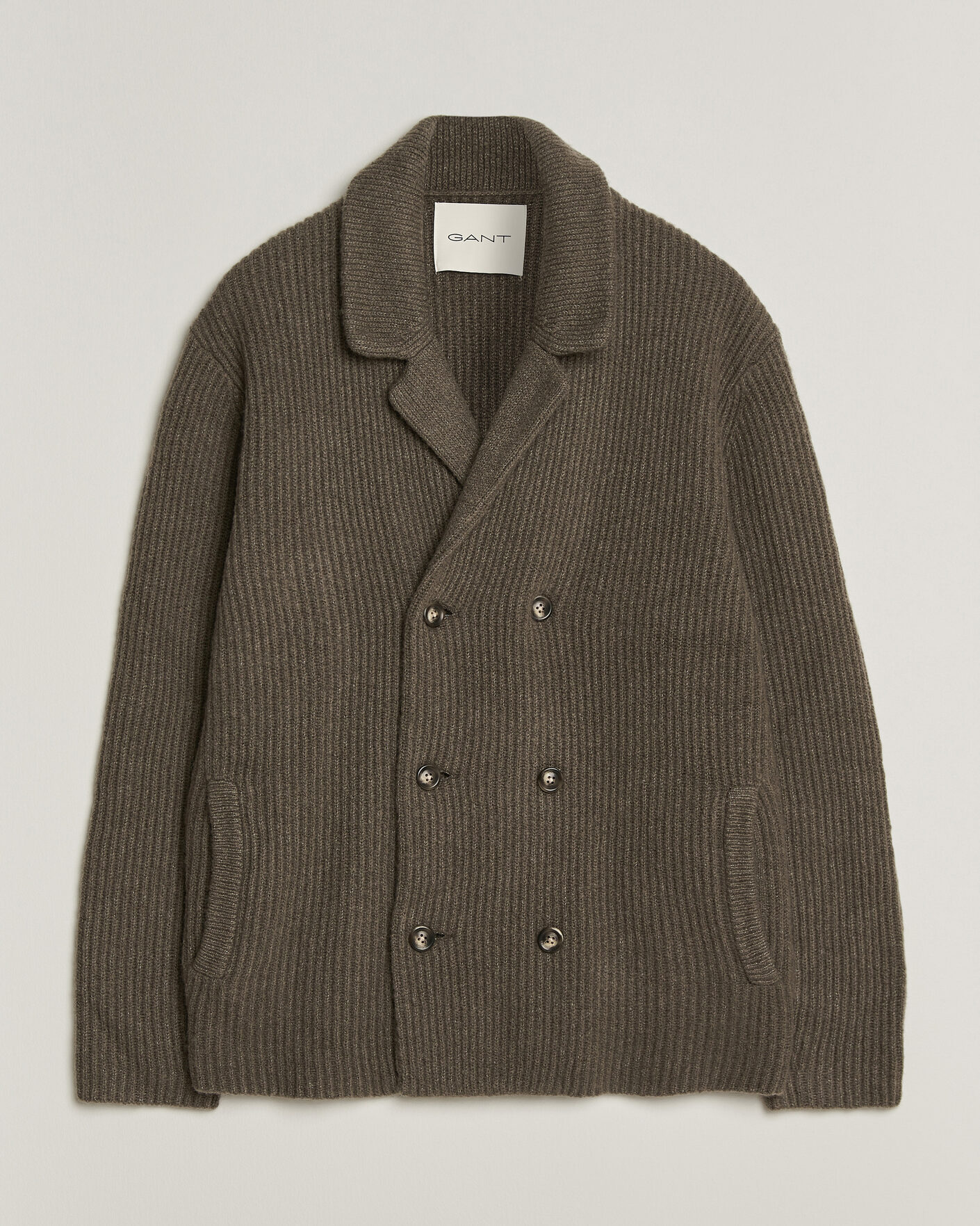 Herre | Gensere | Gant | Wool/Yak Knitted Cardigan Faded Taupe