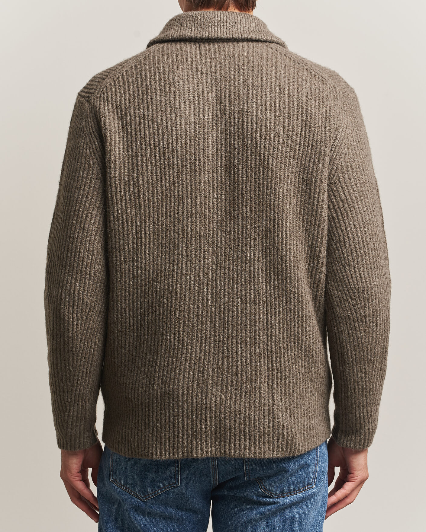 Herre | Gensere | Gant | Wool/Yak Knitted Cardigan Faded Taupe