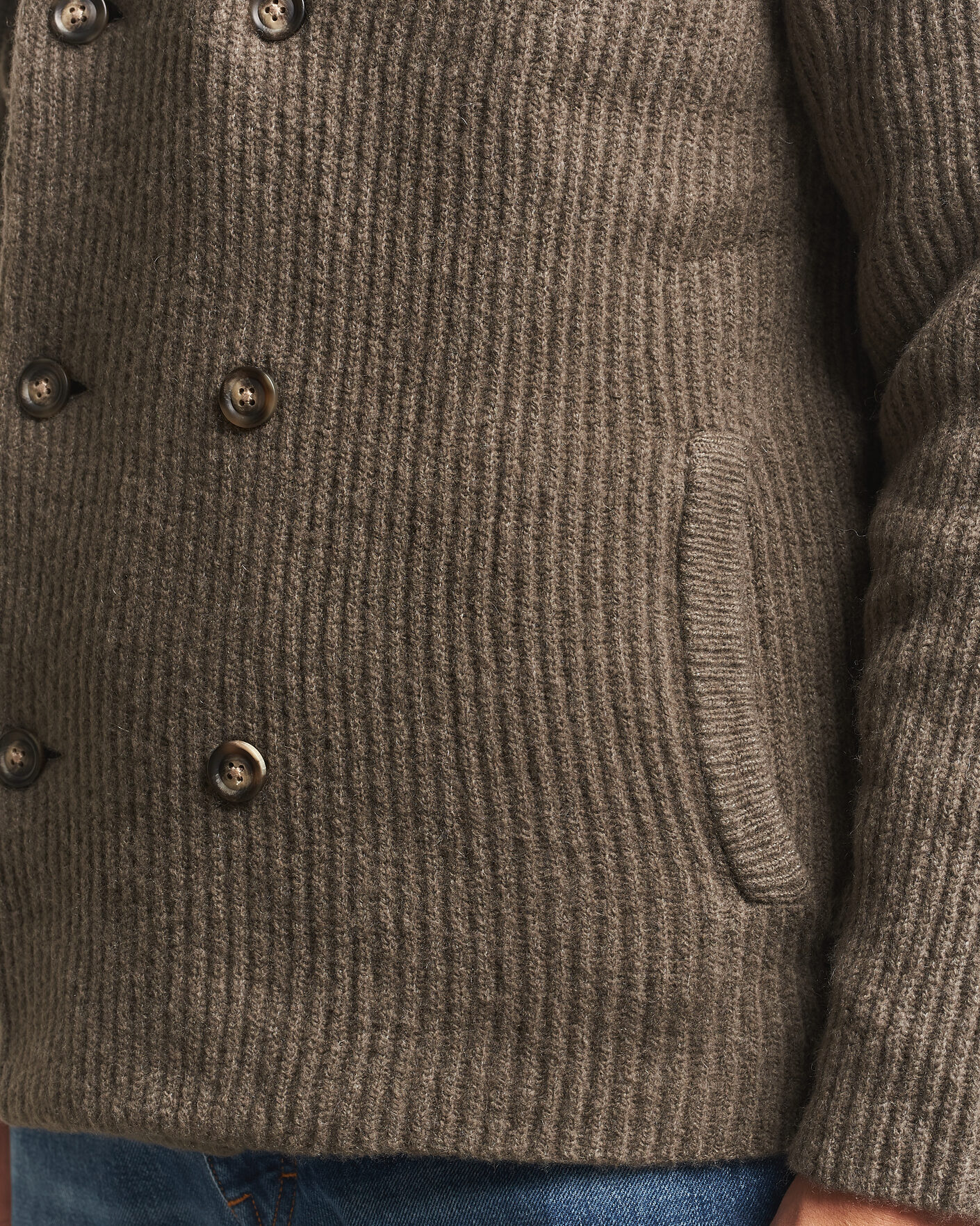 Herre | Gensere | Gant | Wool/Yak Knitted Cardigan Faded Taupe