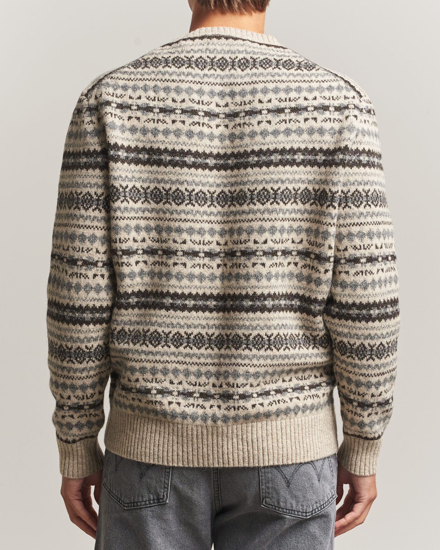 Herre | Gensere | Gant | Brushed Wool Fair Isle Sweater Light Beige Melange