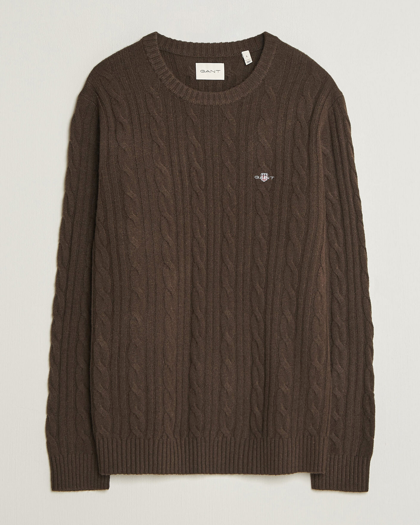 Herre | Gensere | Gant | Lambswool Cable Crew Neck Black Brown