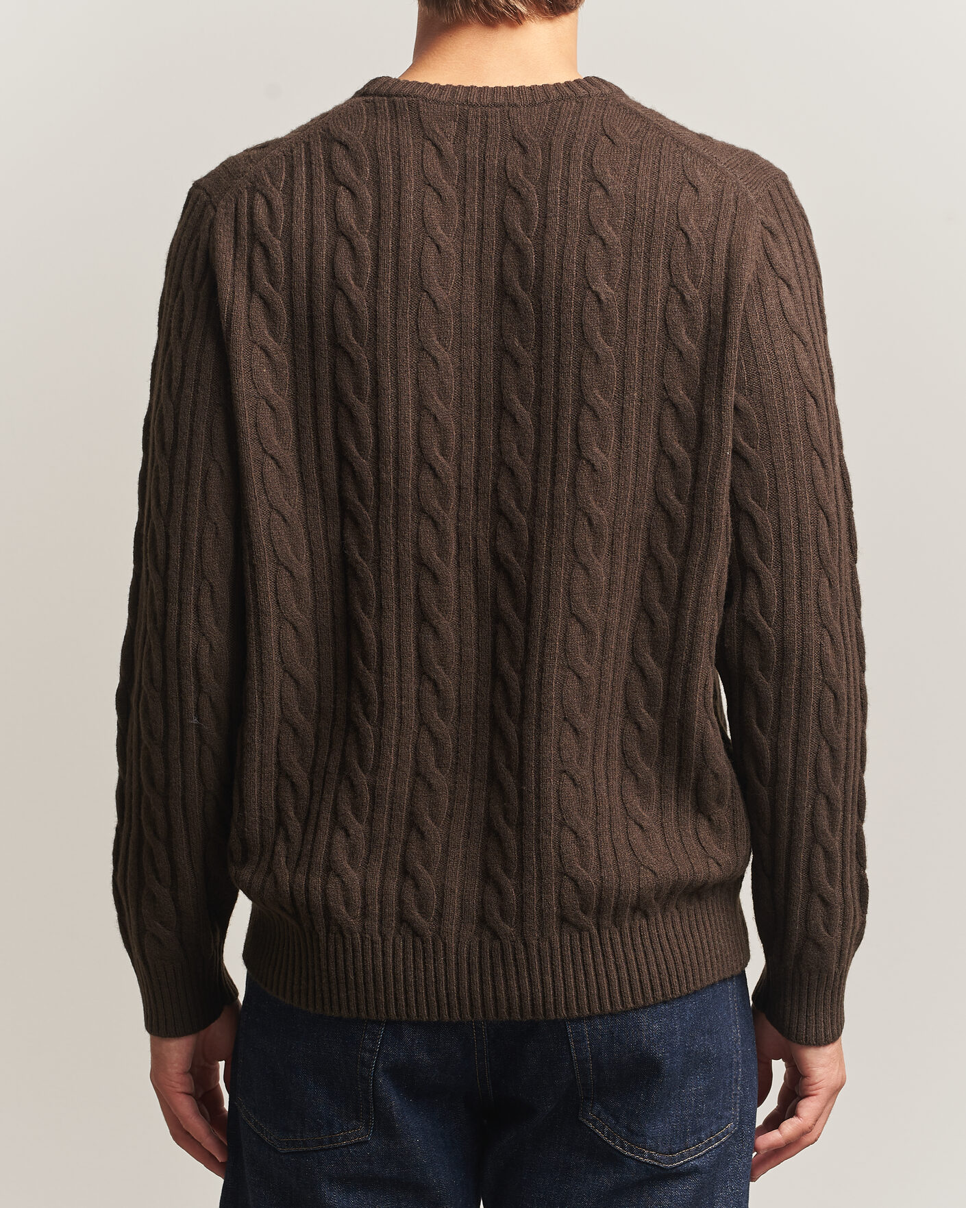 Herre | Gensere | Gant | Lambswool Cable Crew Neck Black Brown