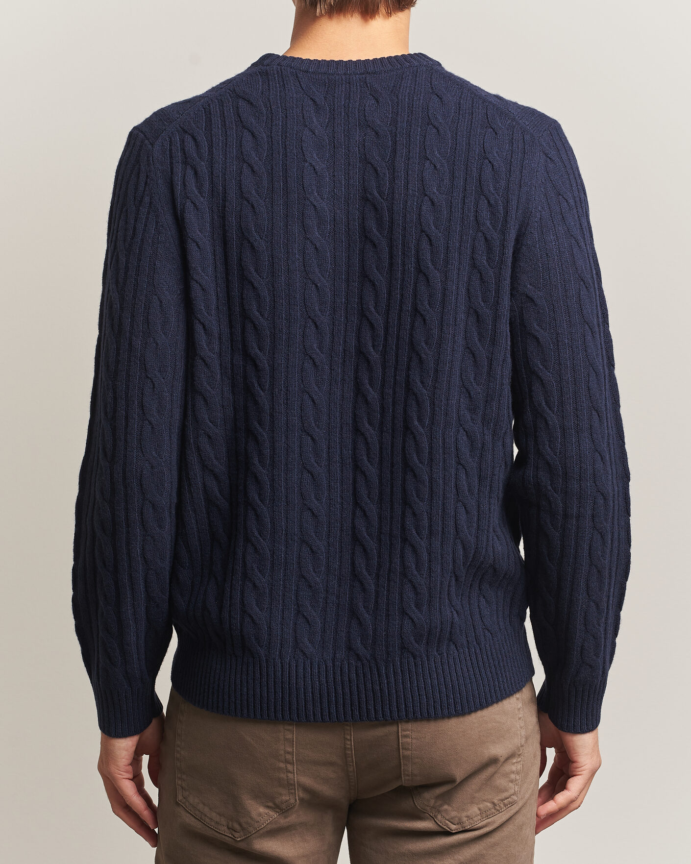 Herre | Gensere | Gant | Lambswool Cable Crew Neck Evening Blue