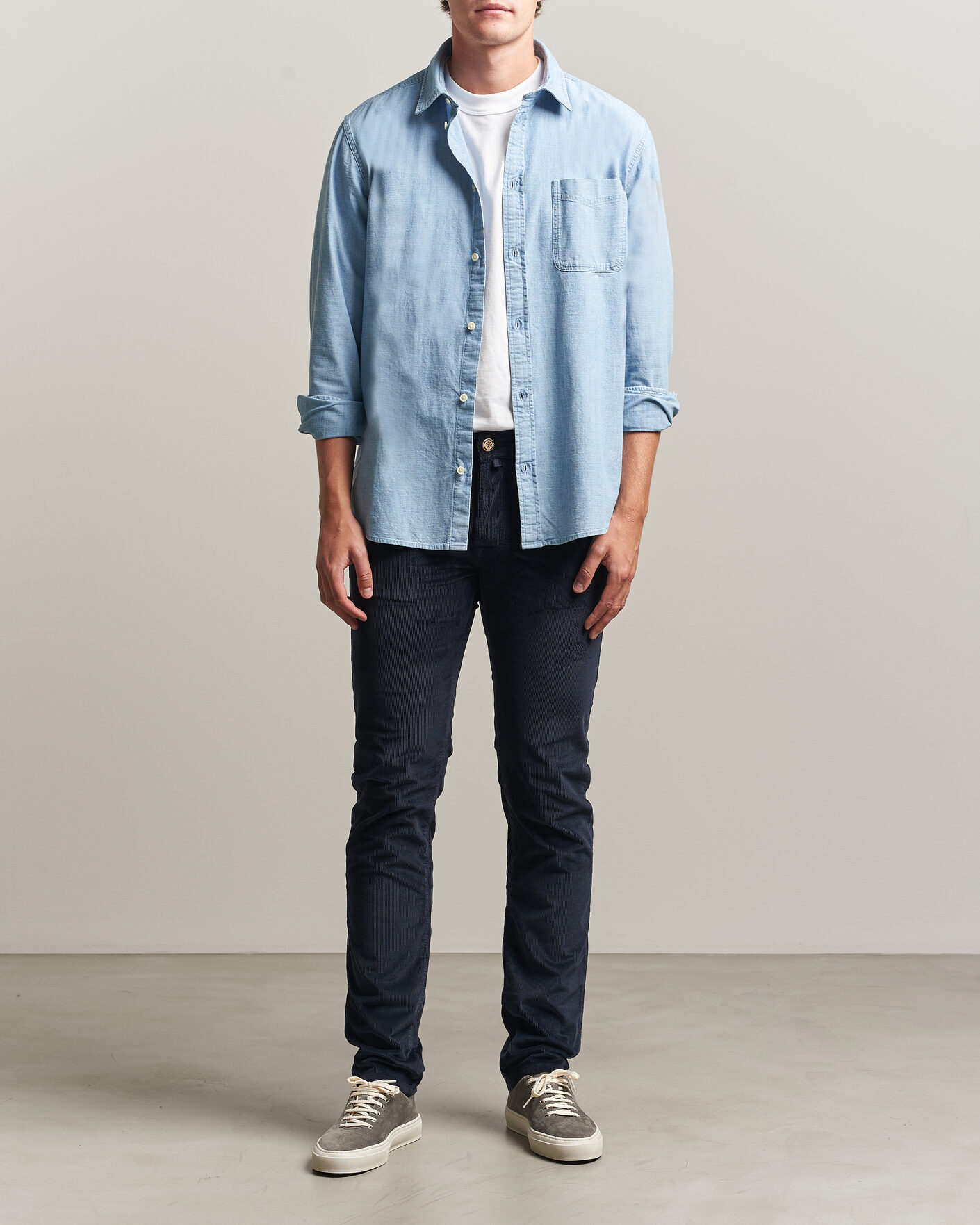Herre | Bukser | Jacob Cohën | Bard 5-Pocket Medium Corduroy Trousers Navy