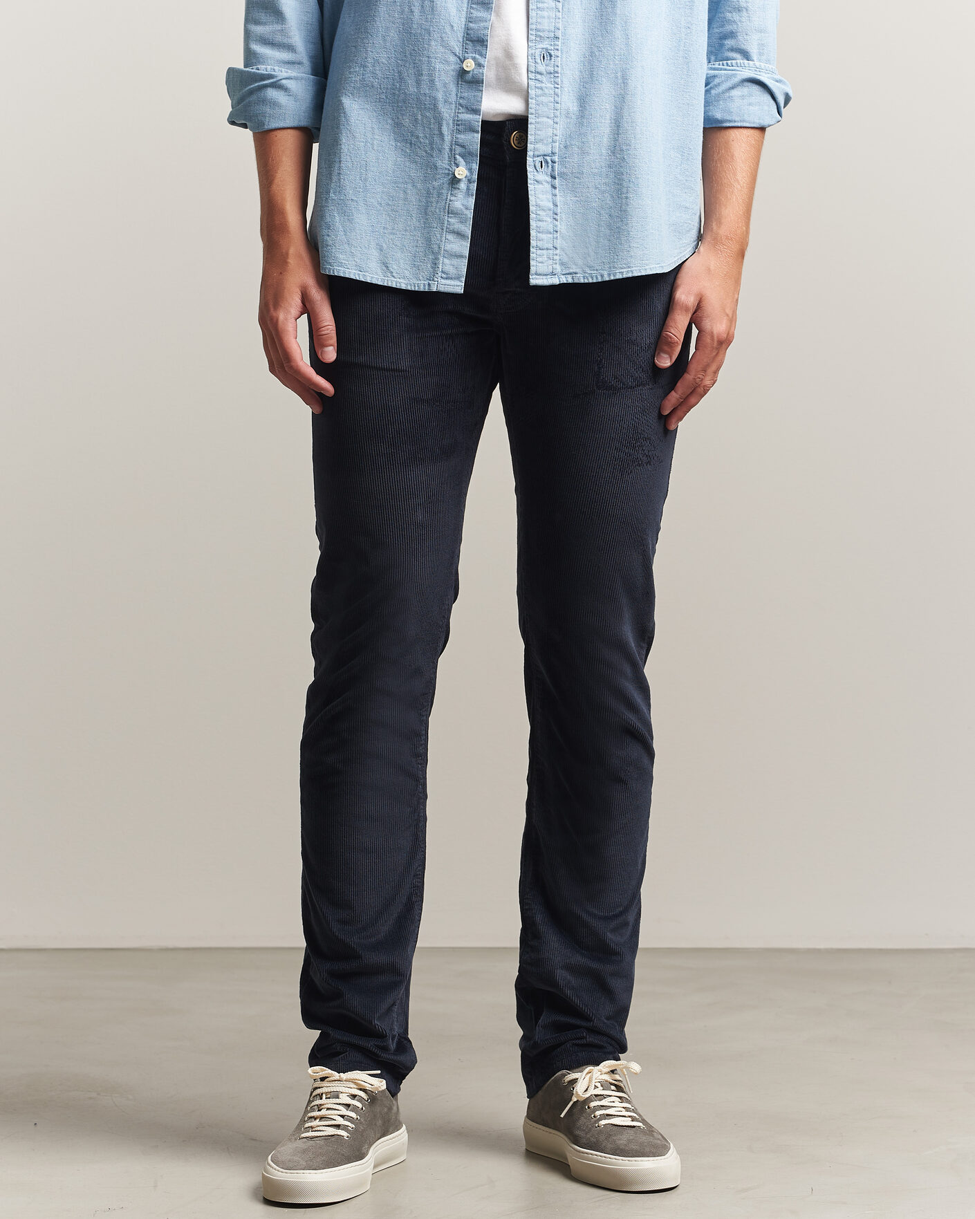 Herre | Bukser | Jacob Cohën | Bard 5-Pocket Medium Corduroy Trousers Navy