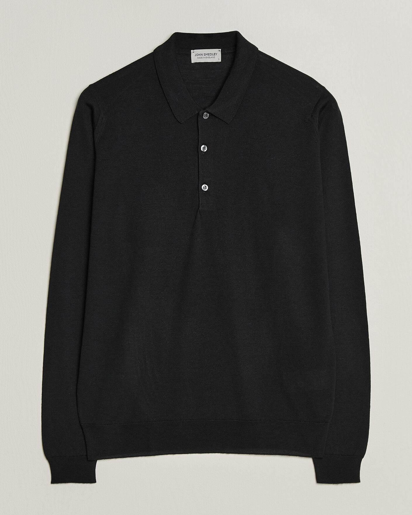 Herre | Gensere | John Smedley | Belper Extra Fine Merino Polo Pullover Black
