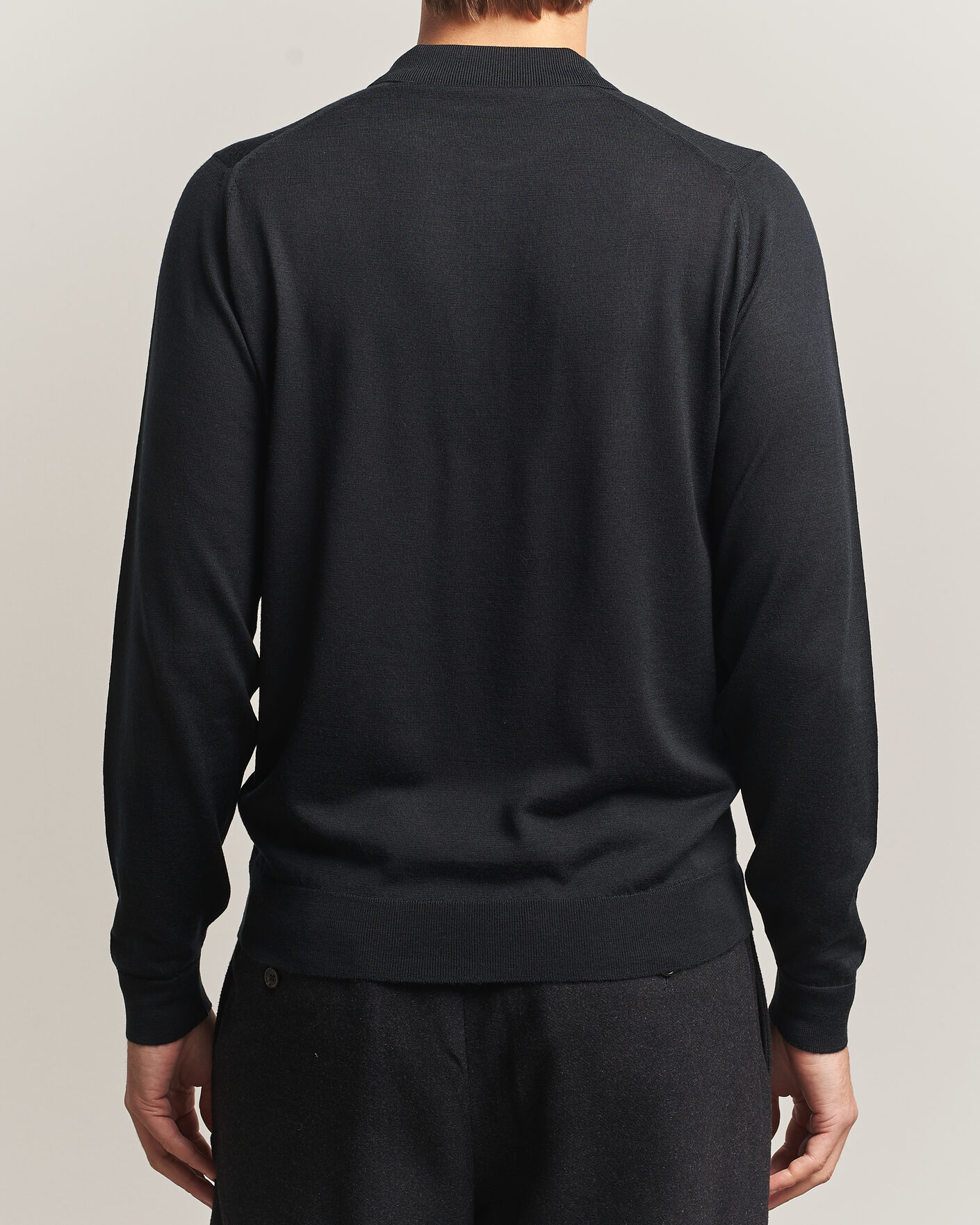 Herre | Gensere | John Smedley | Belper Extra Fine Merino Polo Pullover Black