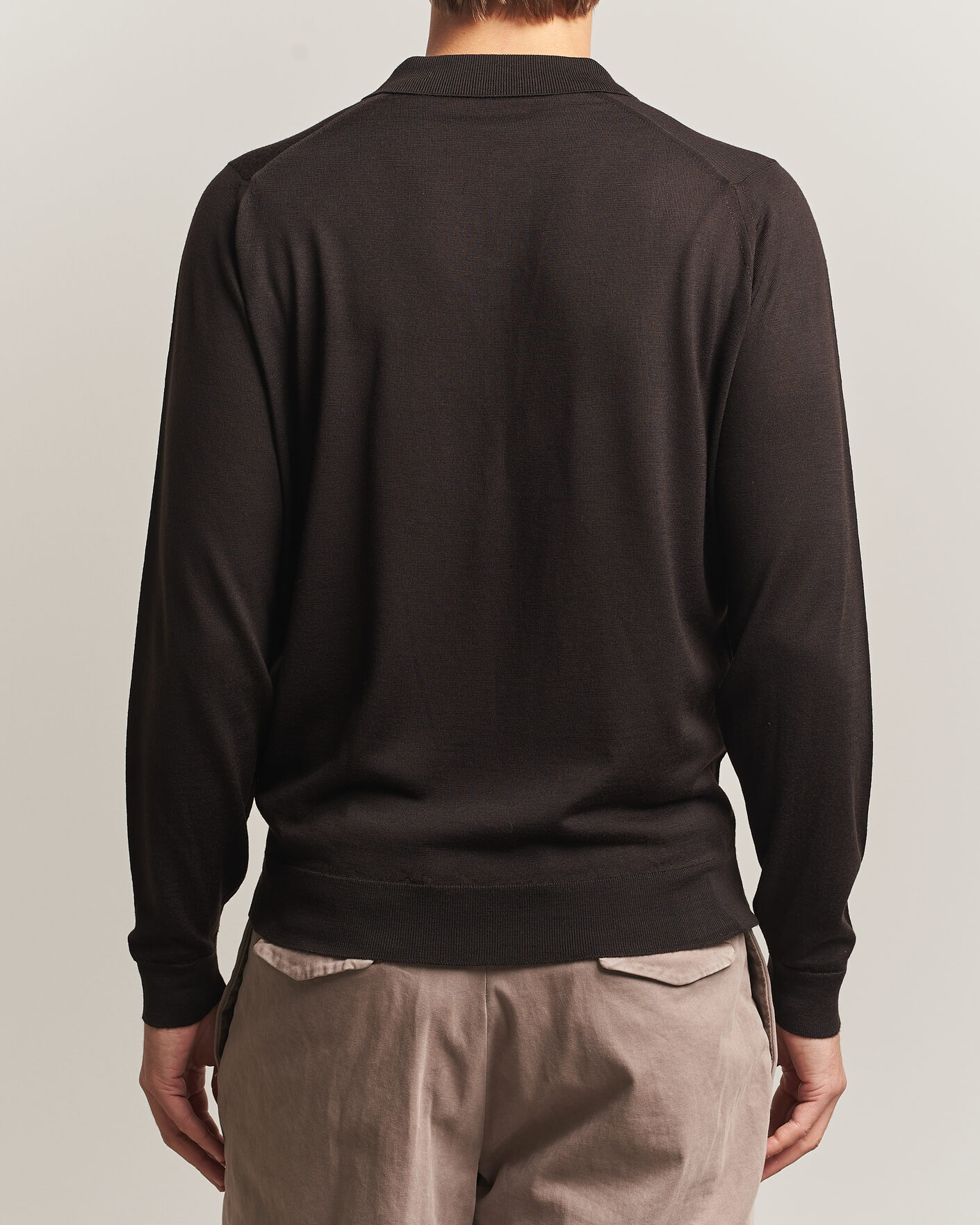 Herre | Gensere | John Smedley | Belper Extra Fine Merino Polo Pullover Faulkner Brown