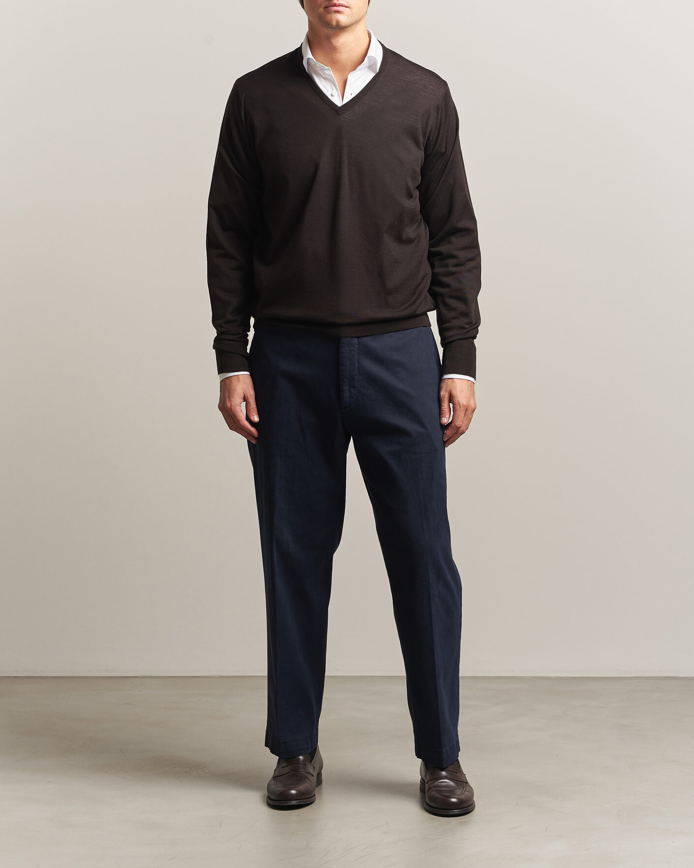 Herre | Gensere | John Smedley | Bobby Extra Fine Merino V-Neck Pullover Faulkner Brown