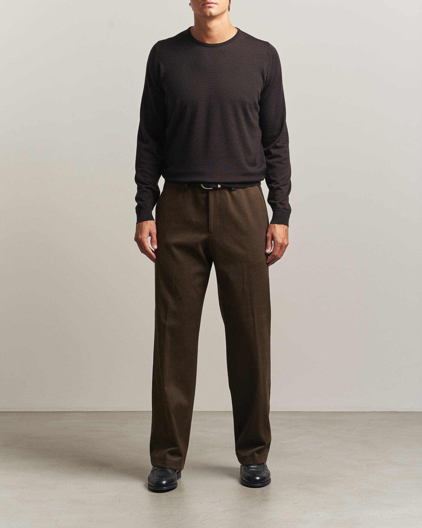 Herre | Gensere | John Smedley | Lundy Extra Fine Merino Crew Neck Faulkner Brown