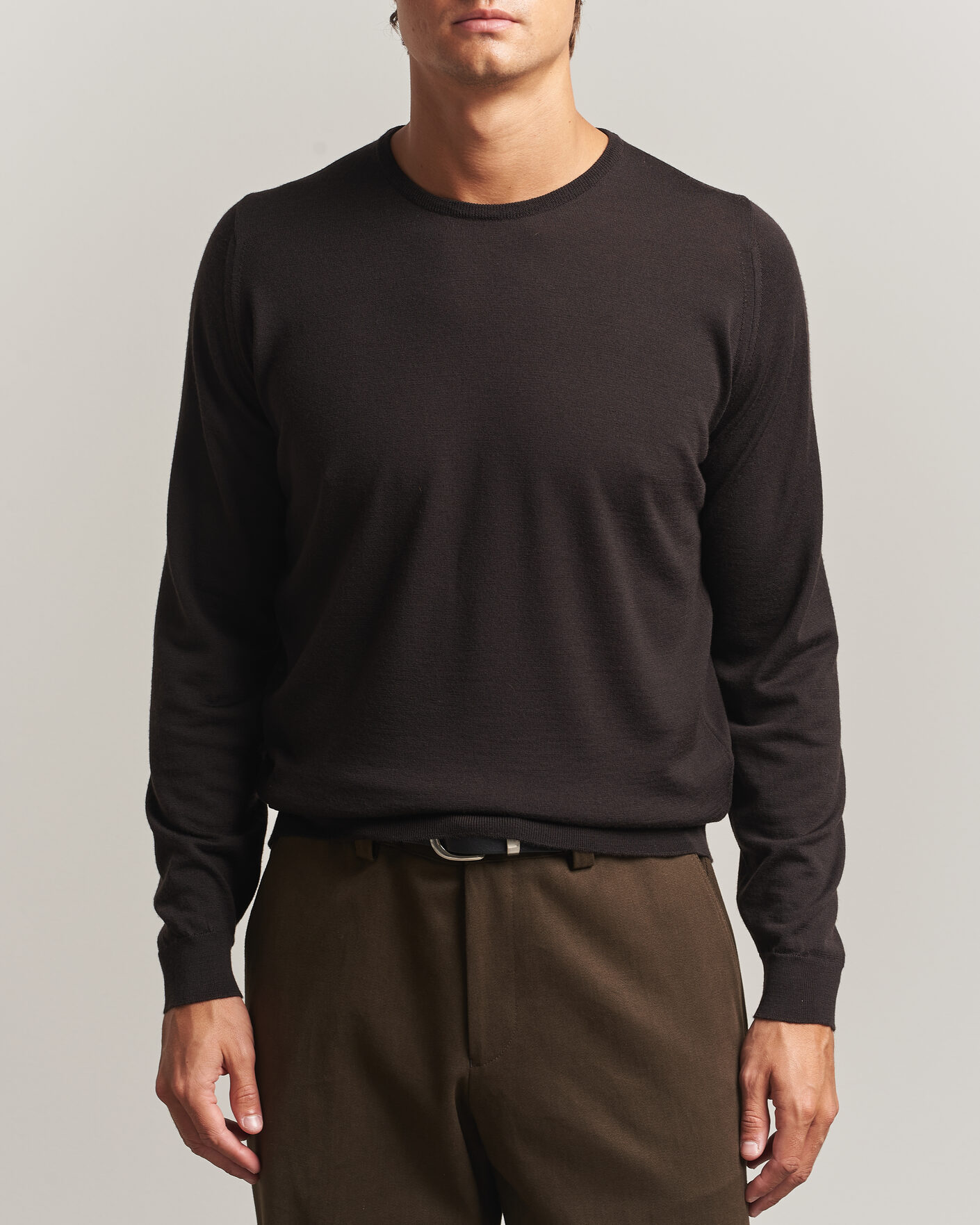 Herre | Gensere | John Smedley | Lundy Extra Fine Merino Crew Neck Faulkner Brown