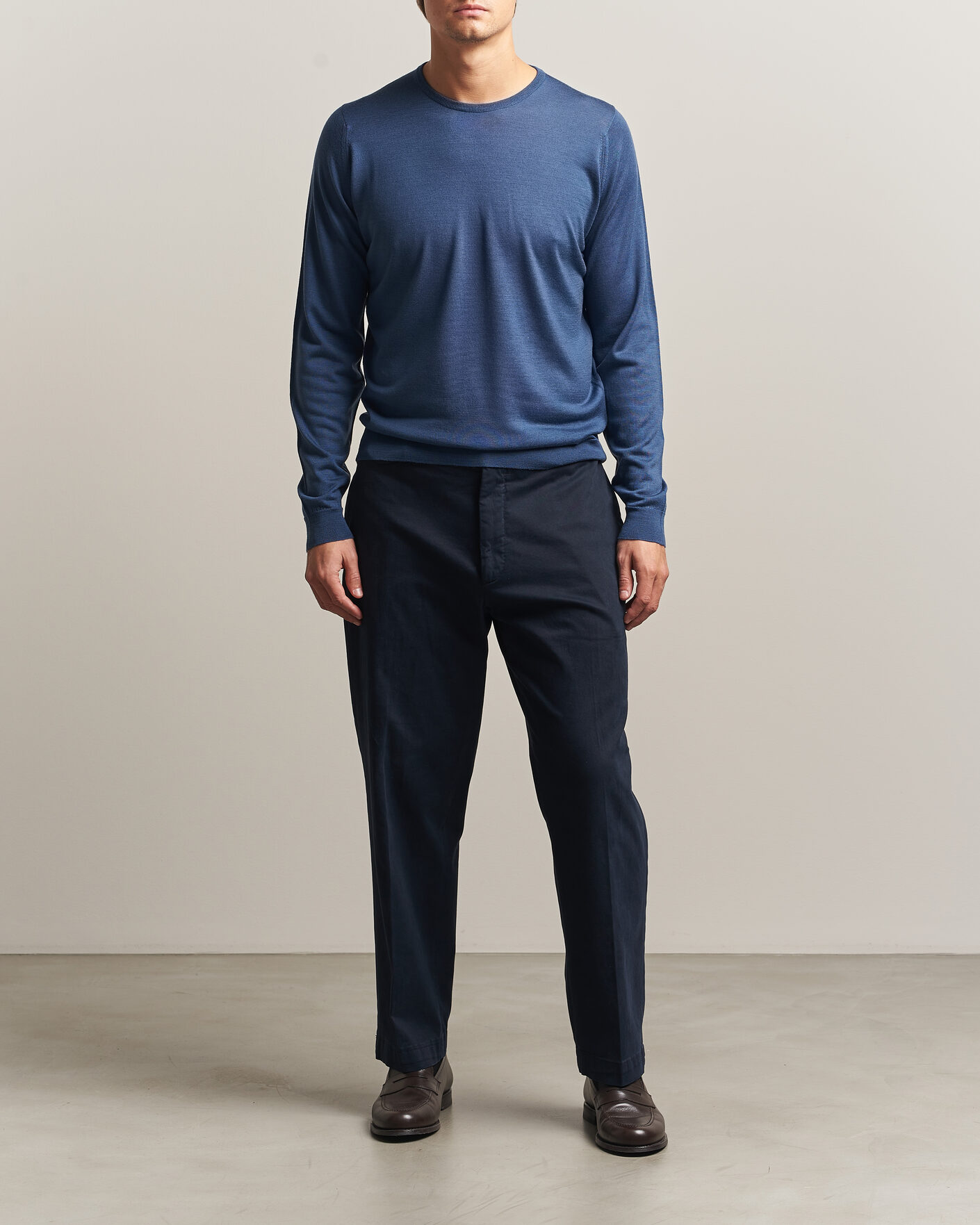 Herre | Gensere | John Smedley | Lundy Extra Fine Merino Crew Neck Teal Firth