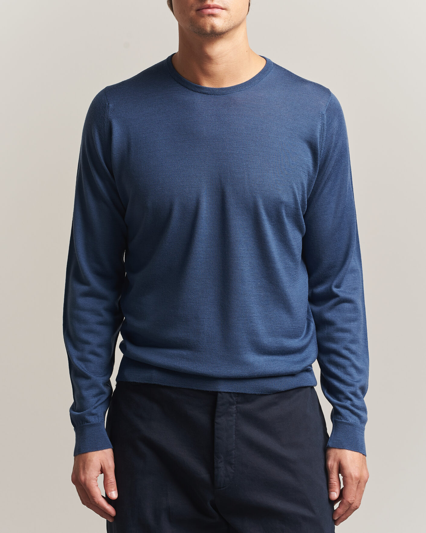 Herre | Gensere | John Smedley | Lundy Extra Fine Merino Crew Neck Teal Firth