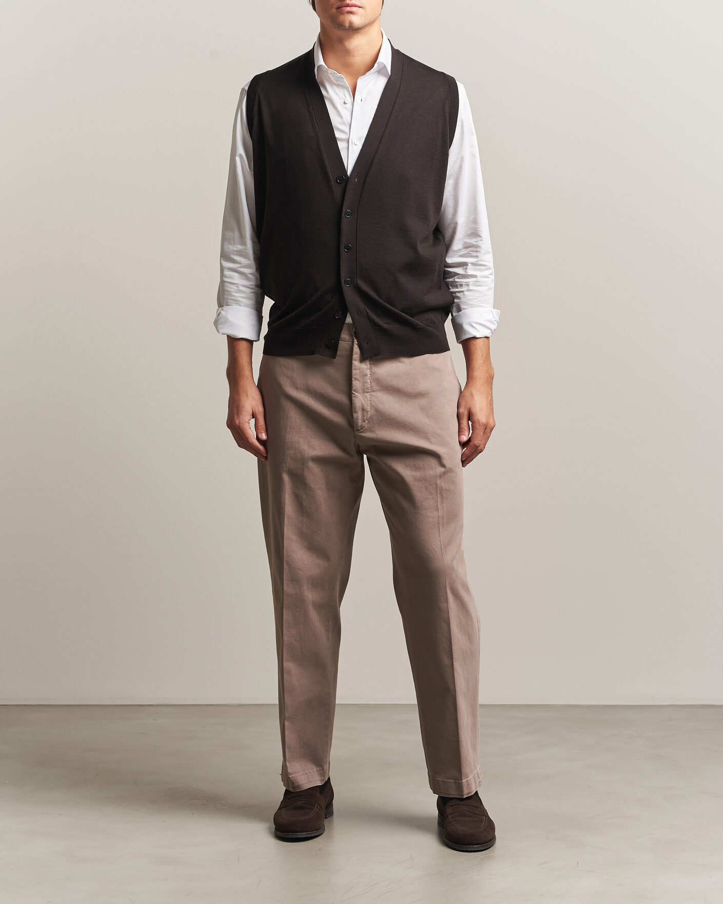 Herre | Gensere | John Smedley | Bolton Extra Fine Merino Waistcoat Faulkner Brown