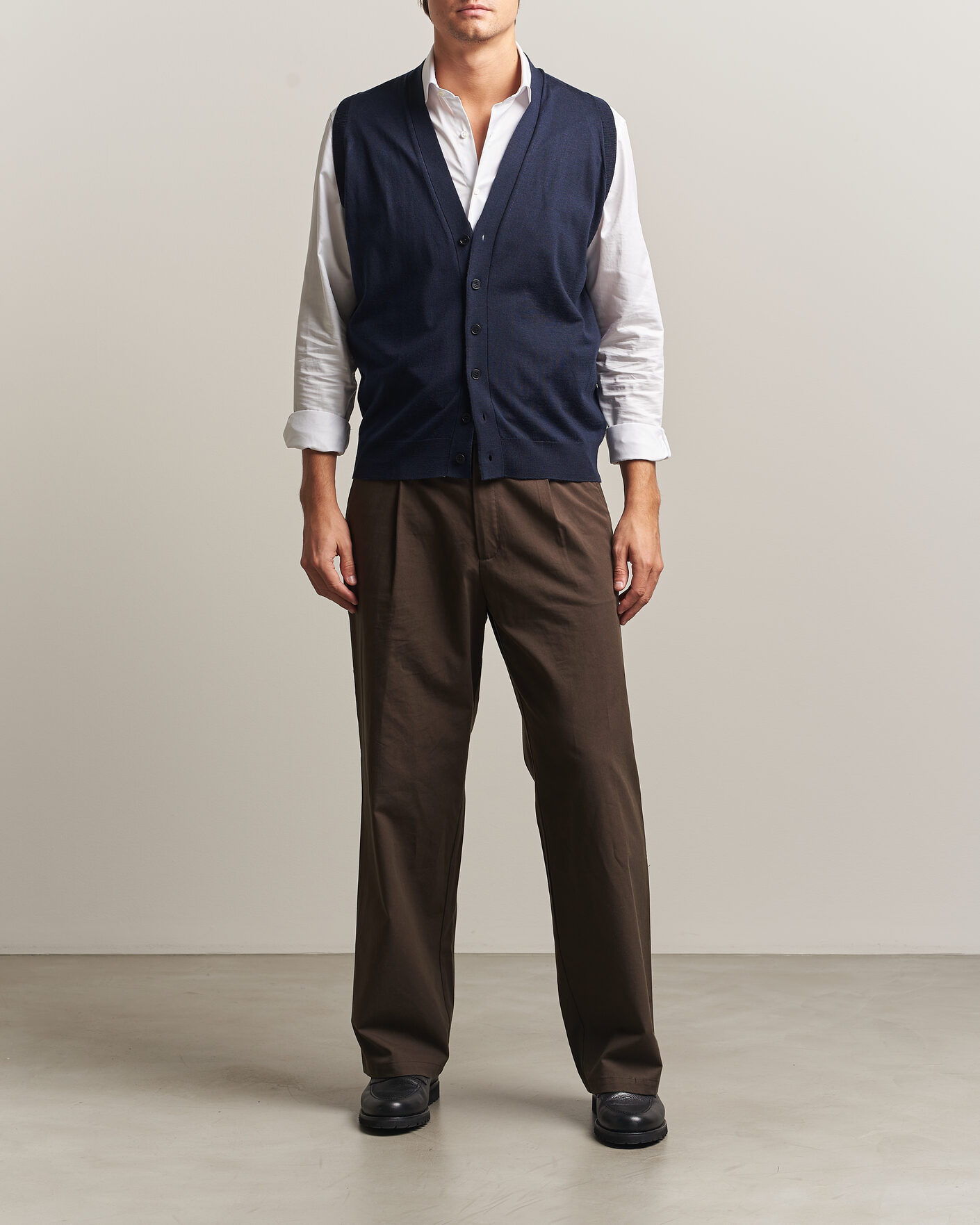 Herre | Gensere | John Smedley | Bolton Extra Fine Merino Waistcoat Midnight