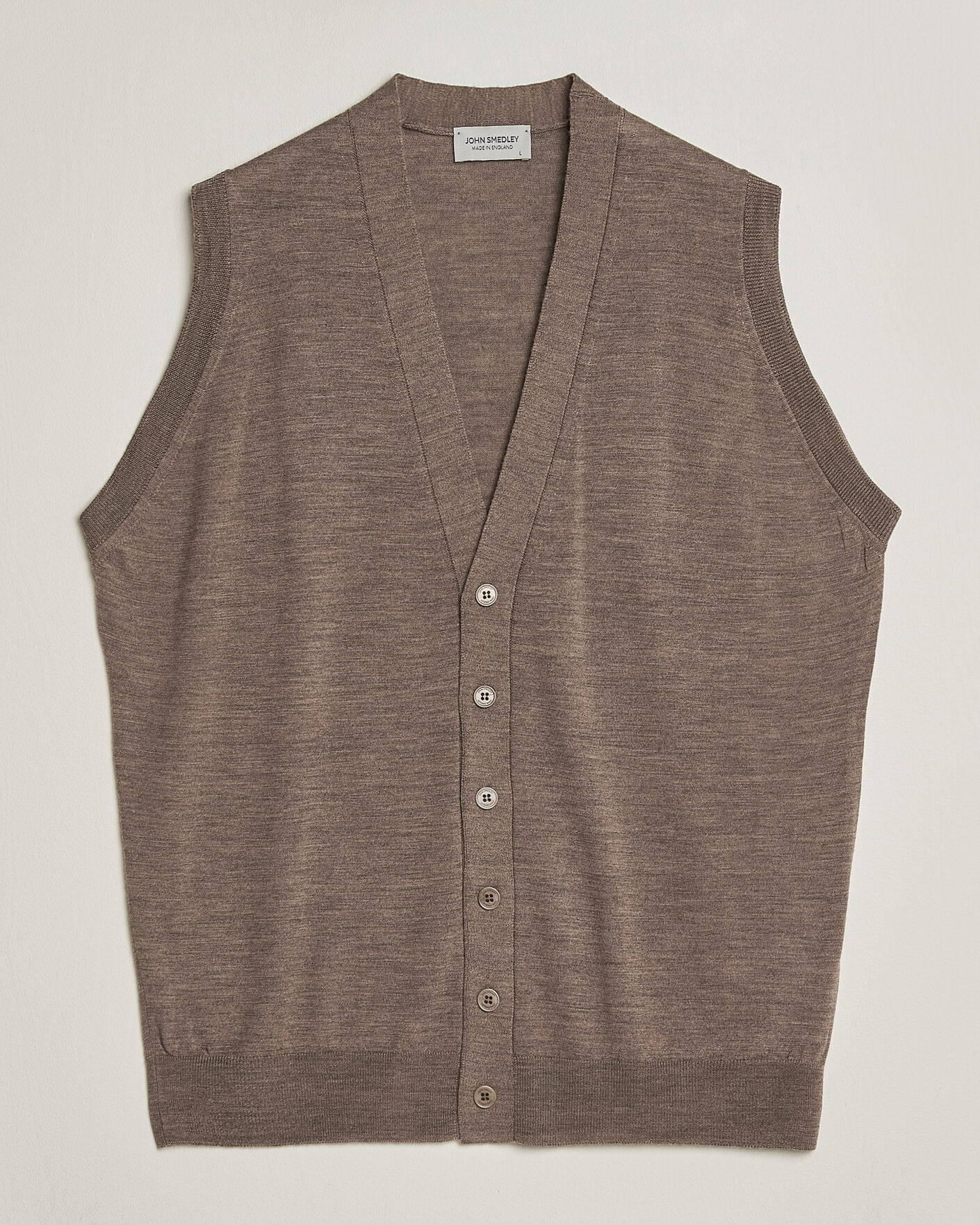 Herre | Gensere | John Smedley | Bolton Extra Fine Merino Waistcoat Mushroom Brown