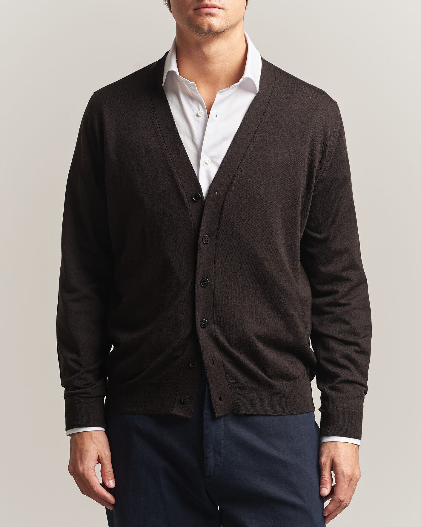 Herre | Gensere | John Smedley | Bradrick Extra Fine Merino Cardigan Faulkner Brown