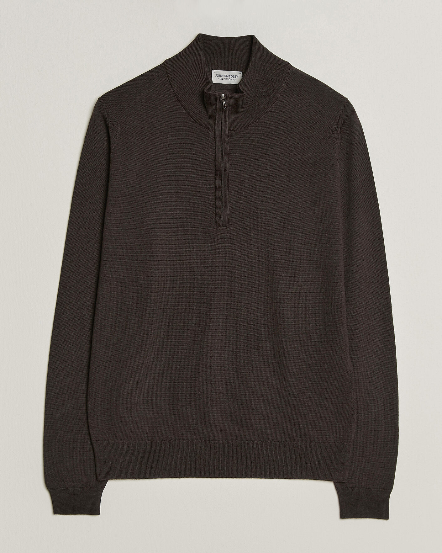 Herre | Gensere | John Smedley | Tapton Extra Fine Merino Half Zip Faulkner Brown