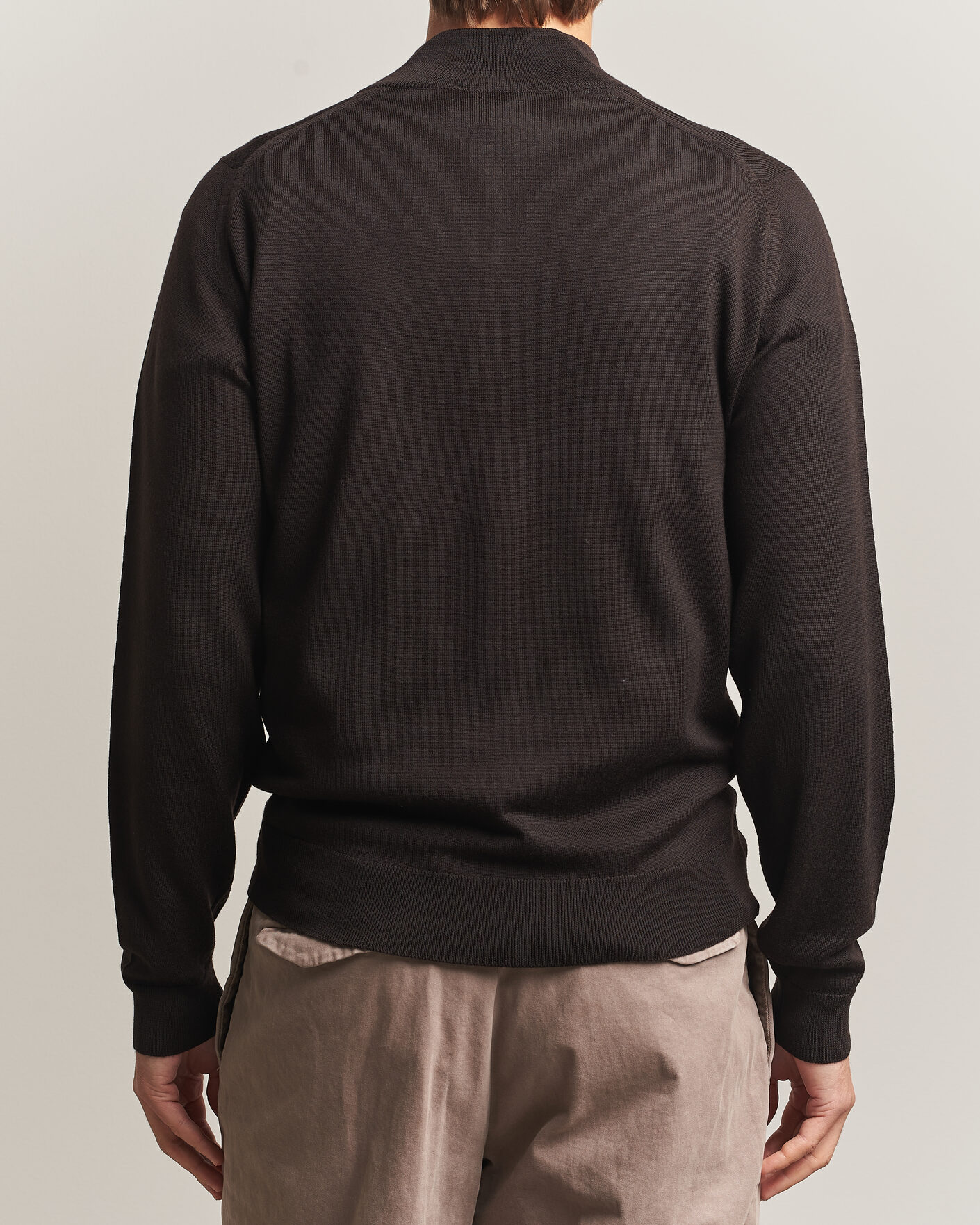 Herre | Gensere | John Smedley | Tapton Extra Fine Merino Half Zip Faulkner Brown