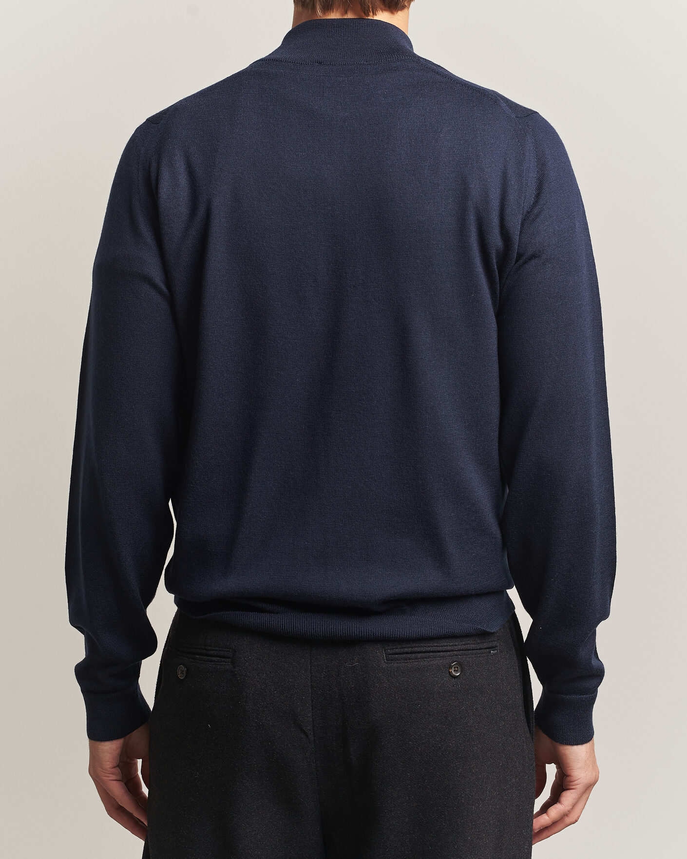 Herre | Gensere | John Smedley | Tapton Extra Fine Merino Half Zip Midnight