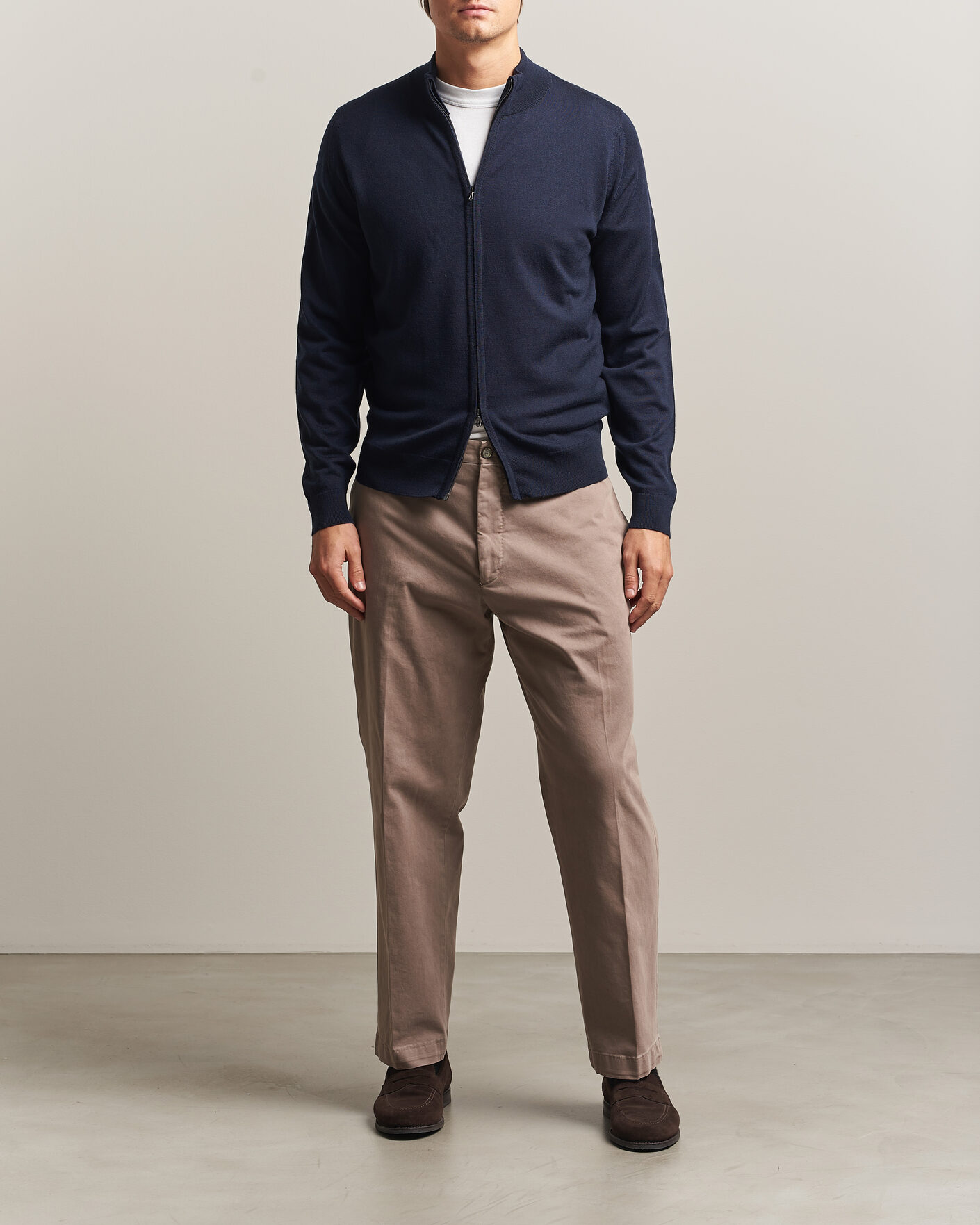 Herre | Gensere | John Smedley | Claygate Extra Fine Merino Full Zip Midnight
